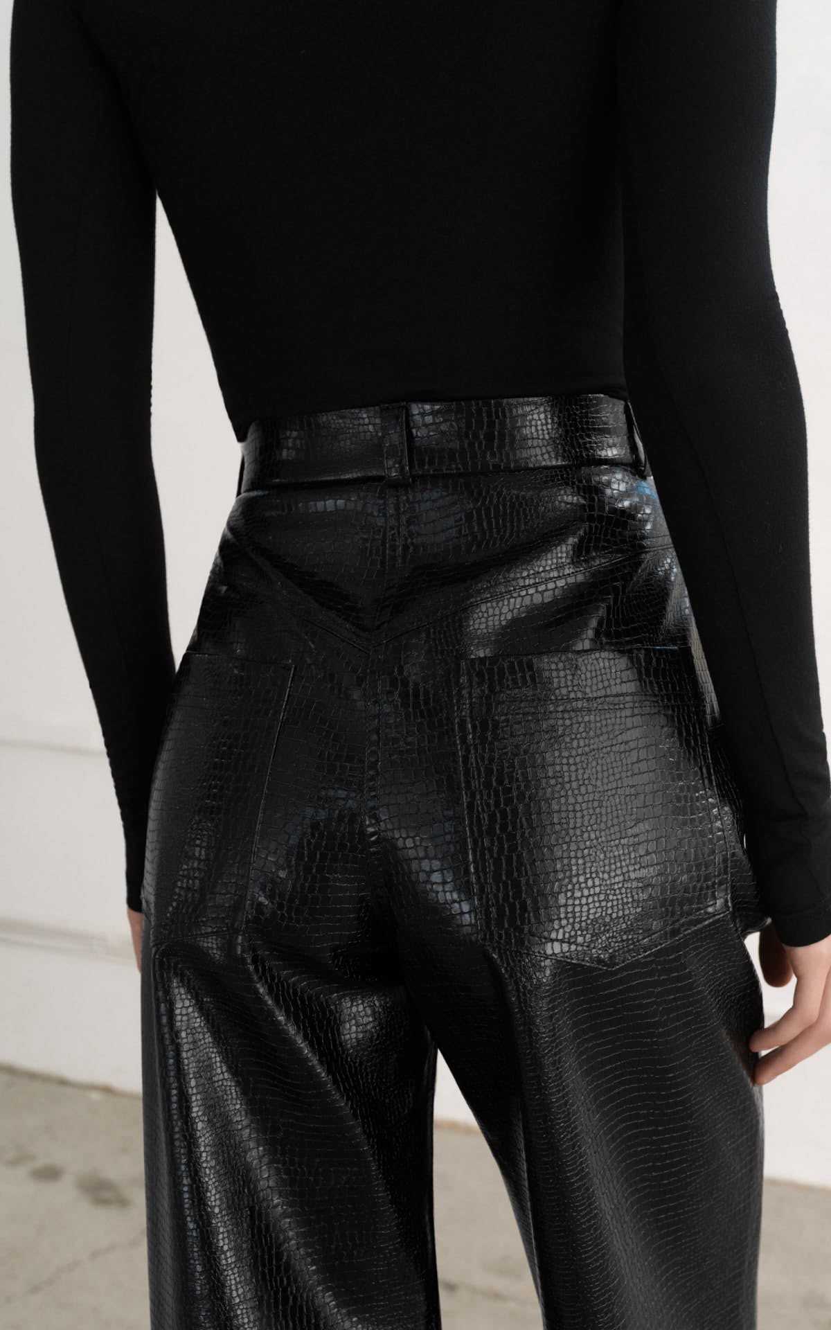 Textured Leather Pants - Black | COOSH