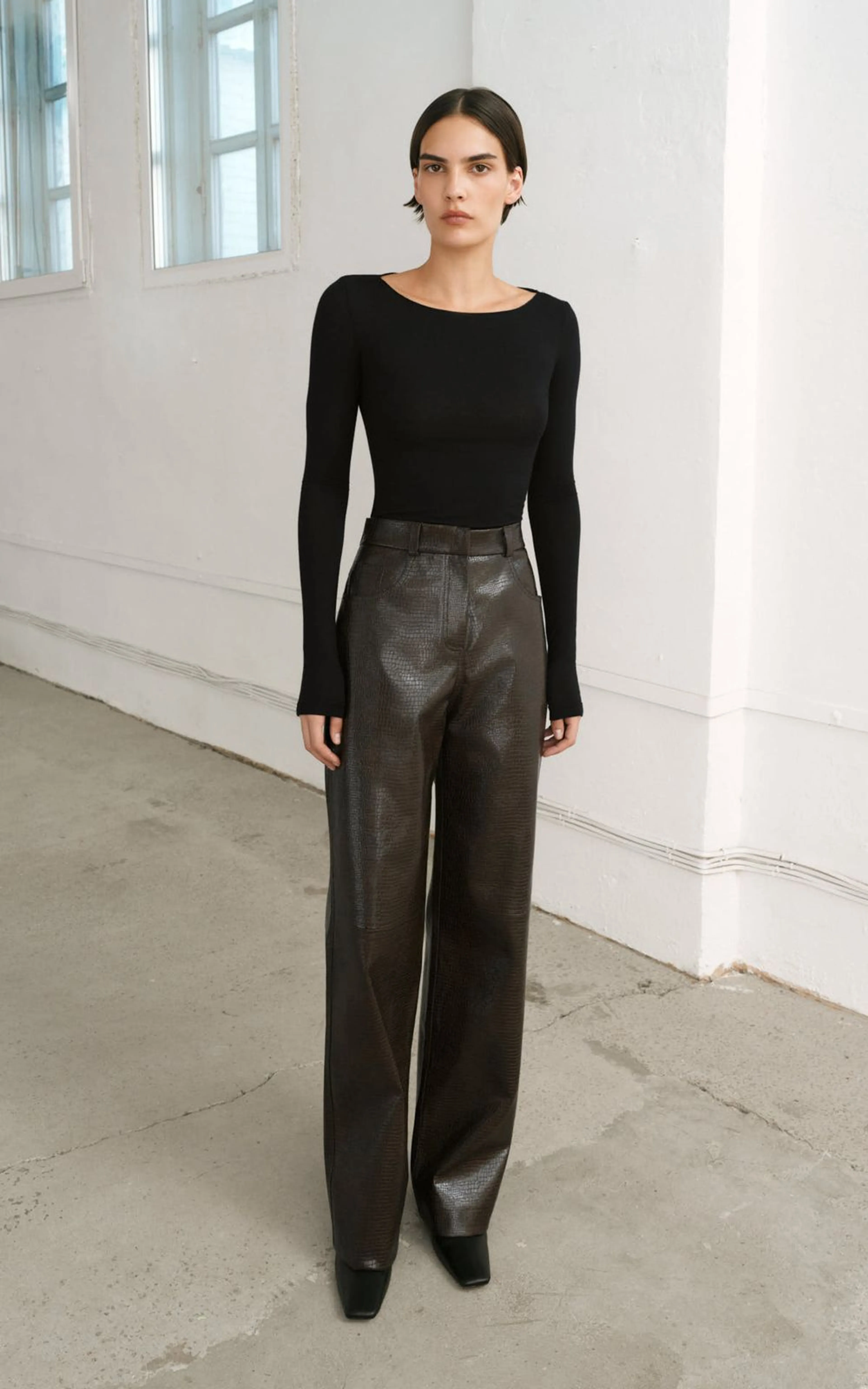 Textured Leather Pants