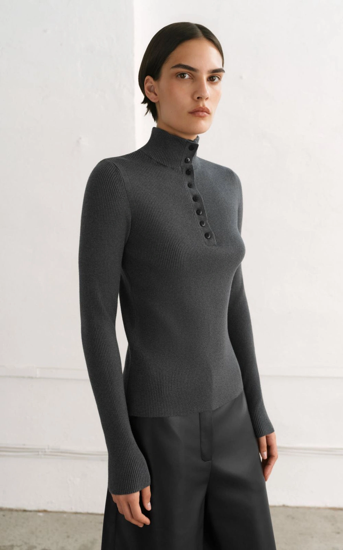 Knit Turtleneck with Buttons