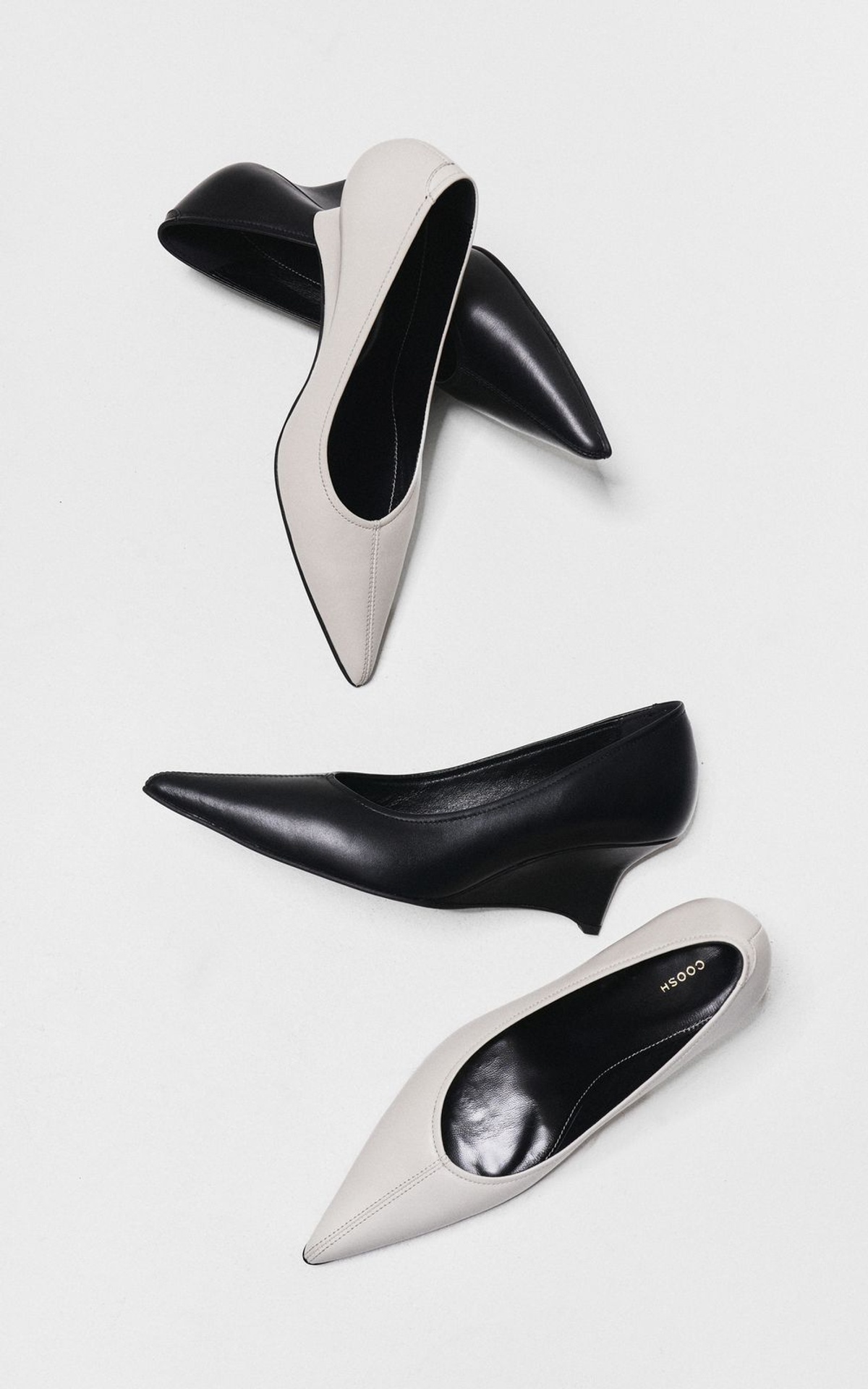 Pointed-Toe Wedge Leather Pumps CECILE