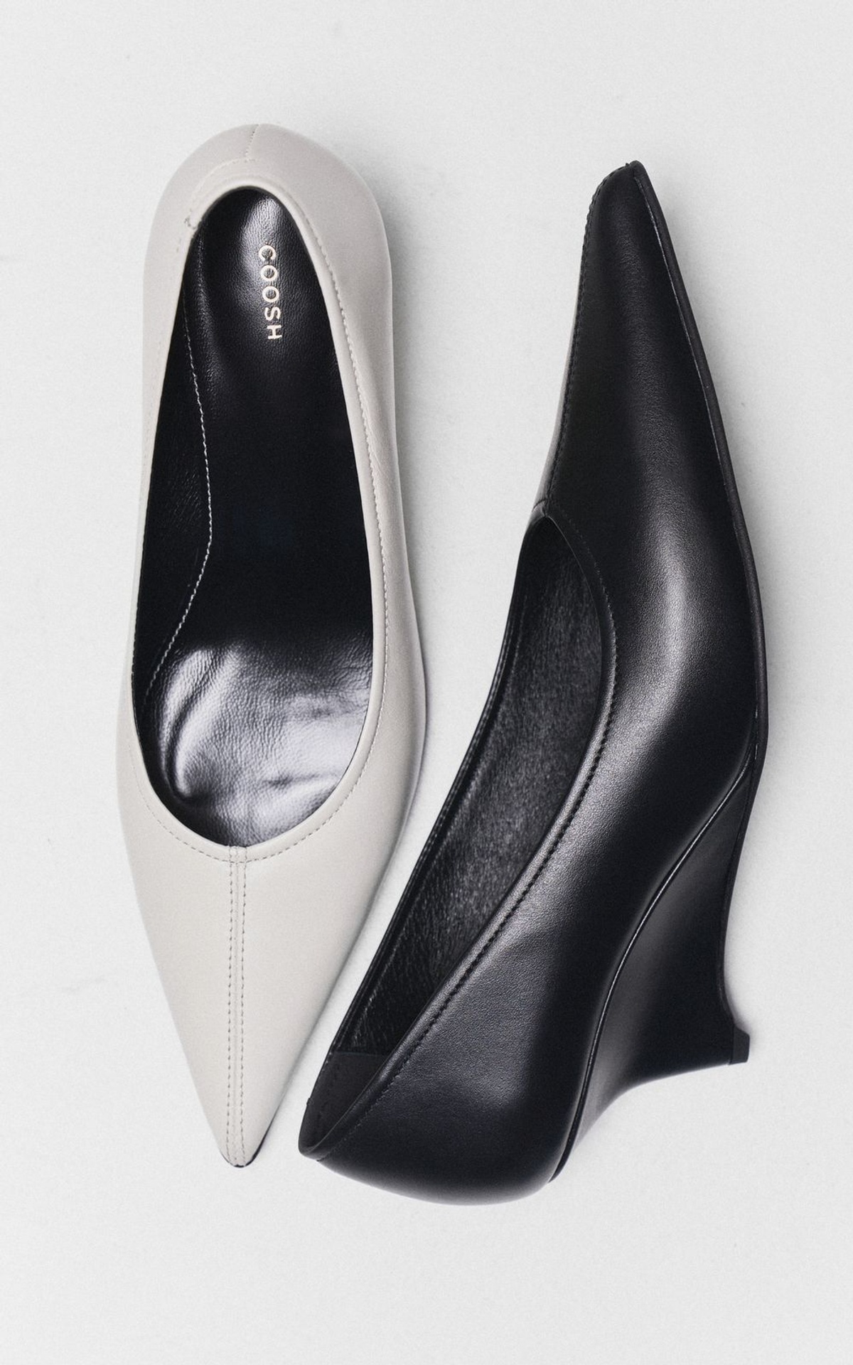 Pointed-Toe Wedge Leather Pumps CECILE