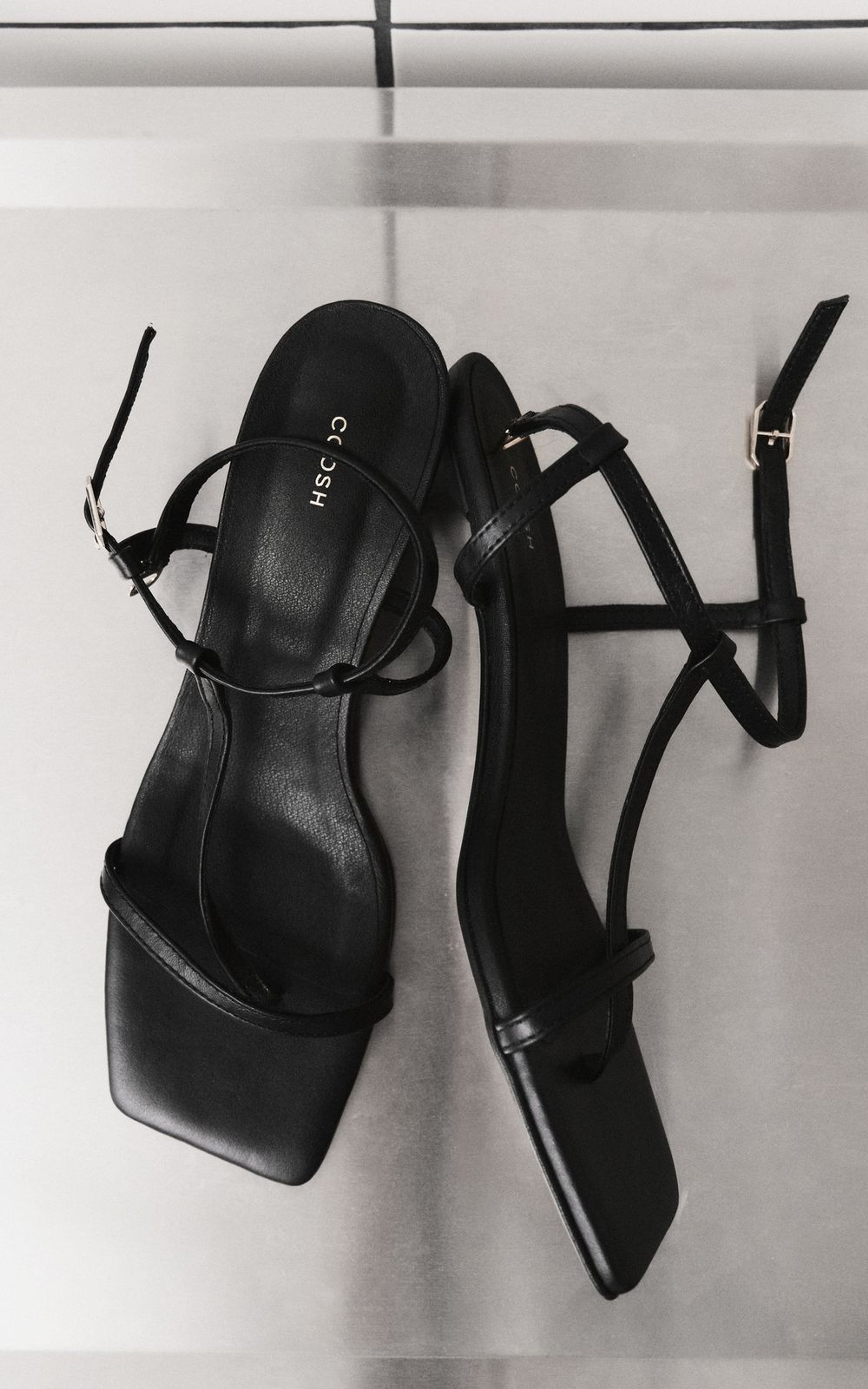 Leather Heeled Sandals with Thin Straps