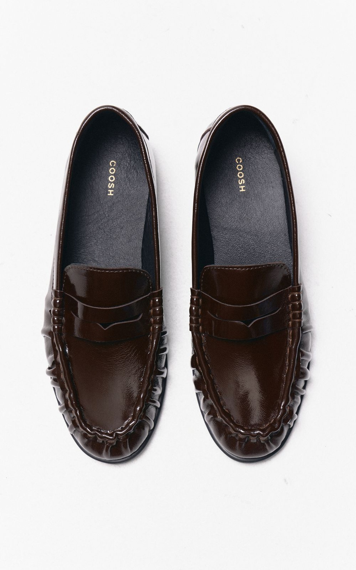Patent Leather Loafers with Textured Pleats