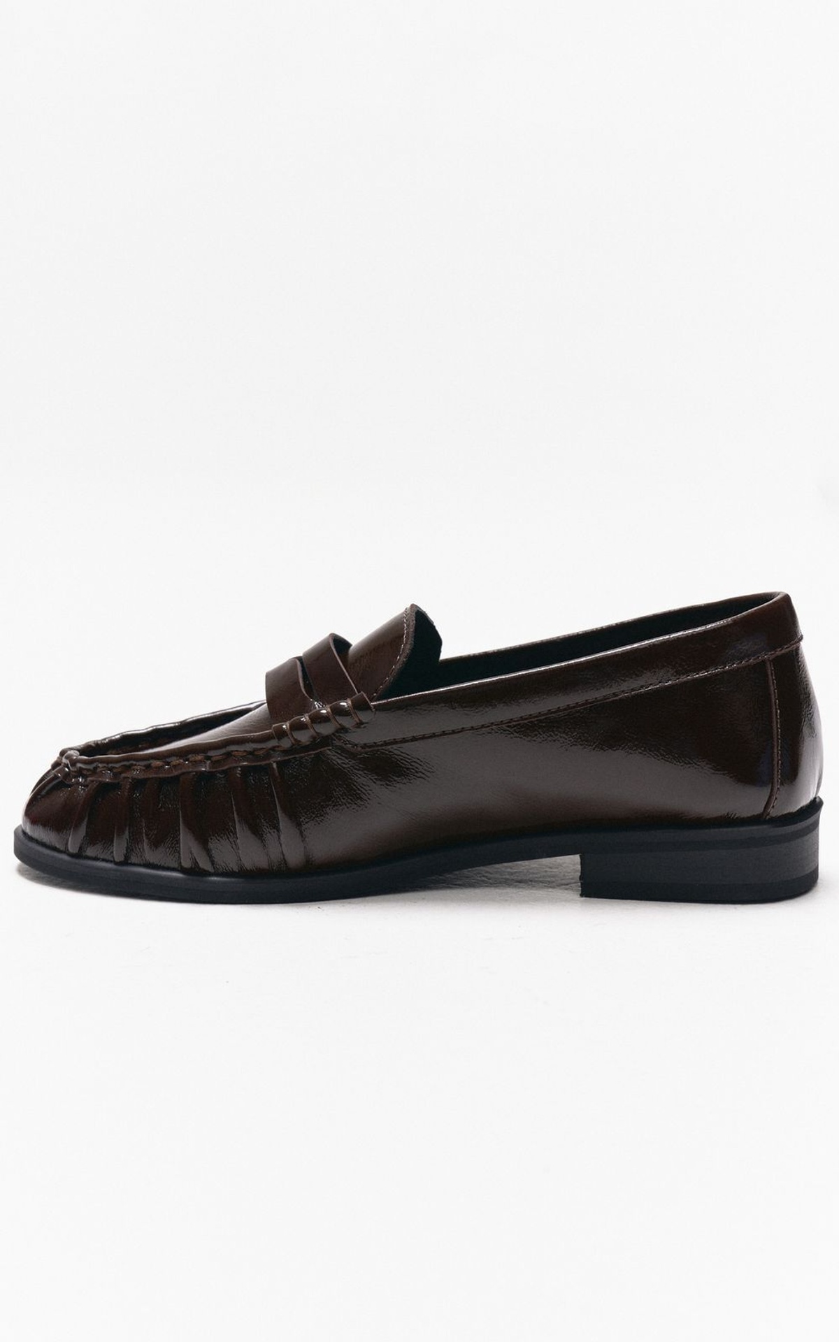 Patent Leather Loafers with Textured Pleats