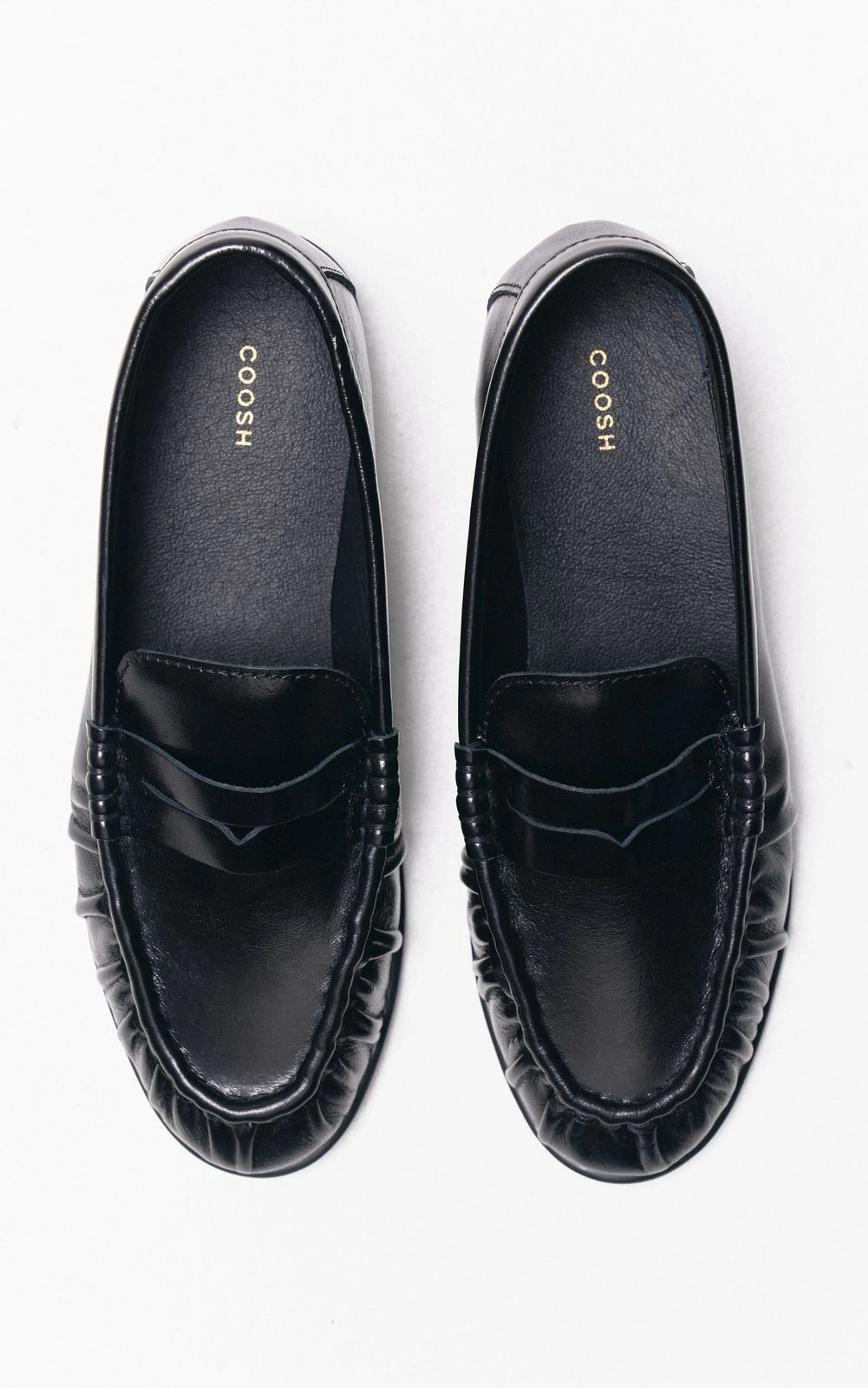Patent Leather Loafers with Textured Pleats