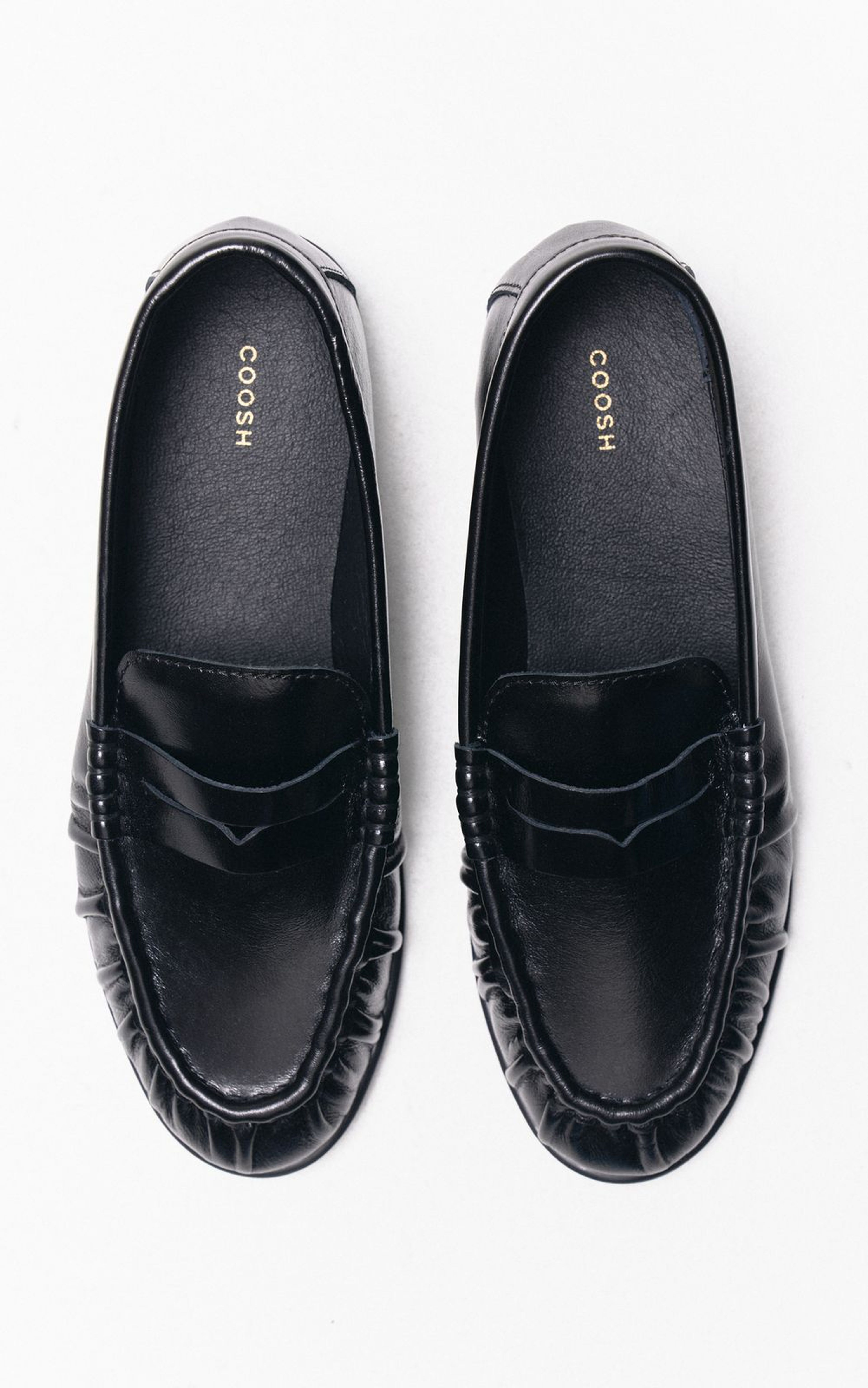 Patent Leather Loafers with Textured Pleats