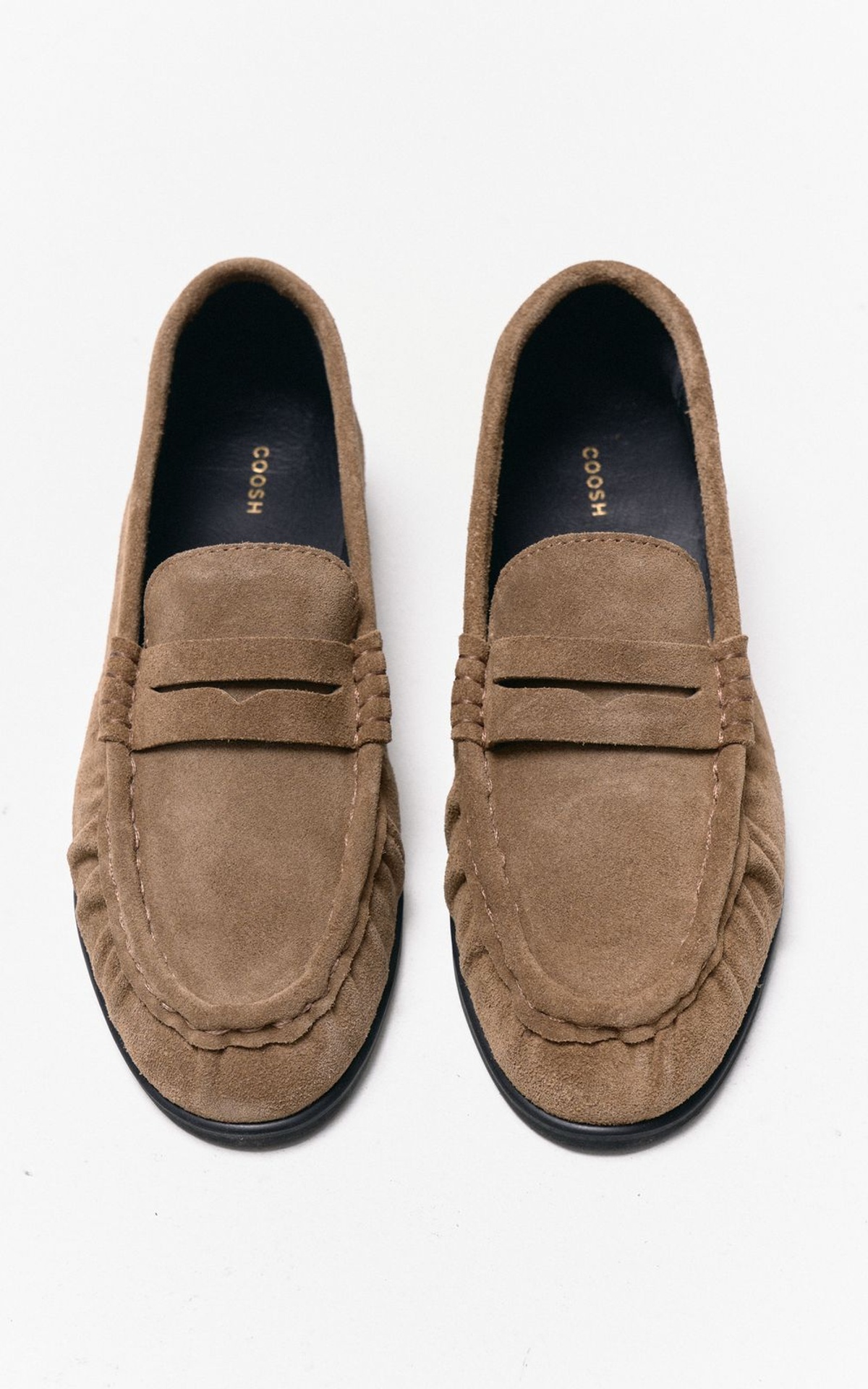 Suede Loafers with Textured Pleats