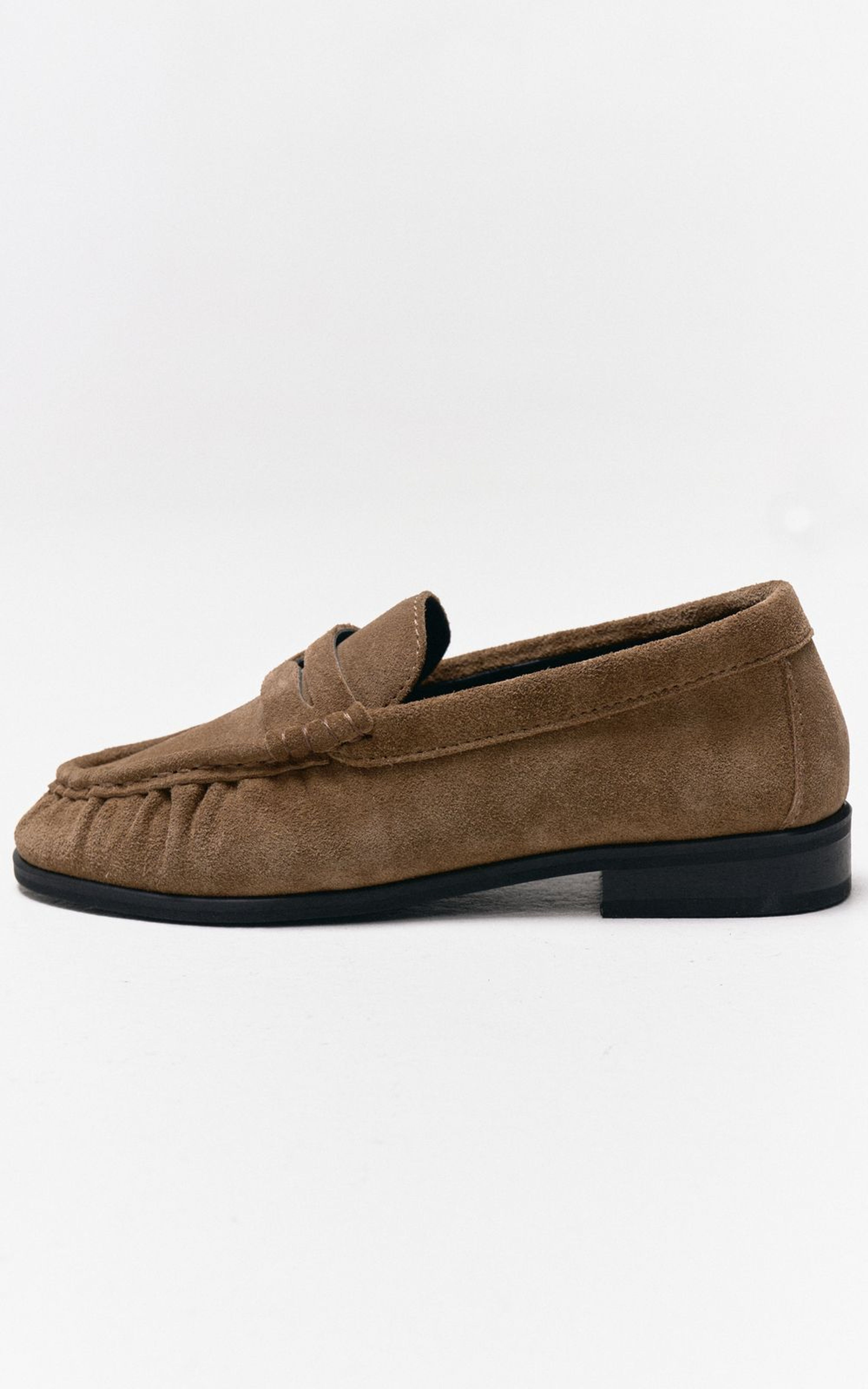 Suede Loafers with Textured Pleats