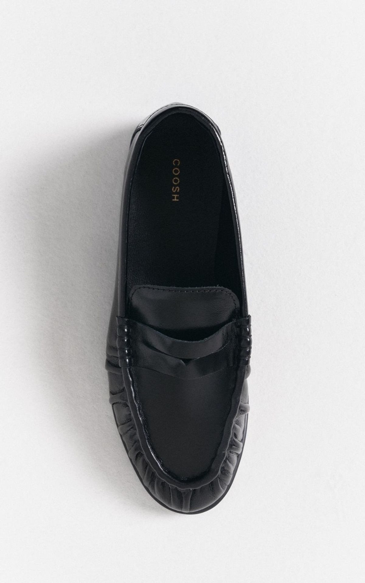 Patent Leather Loafers with Textured Pleats