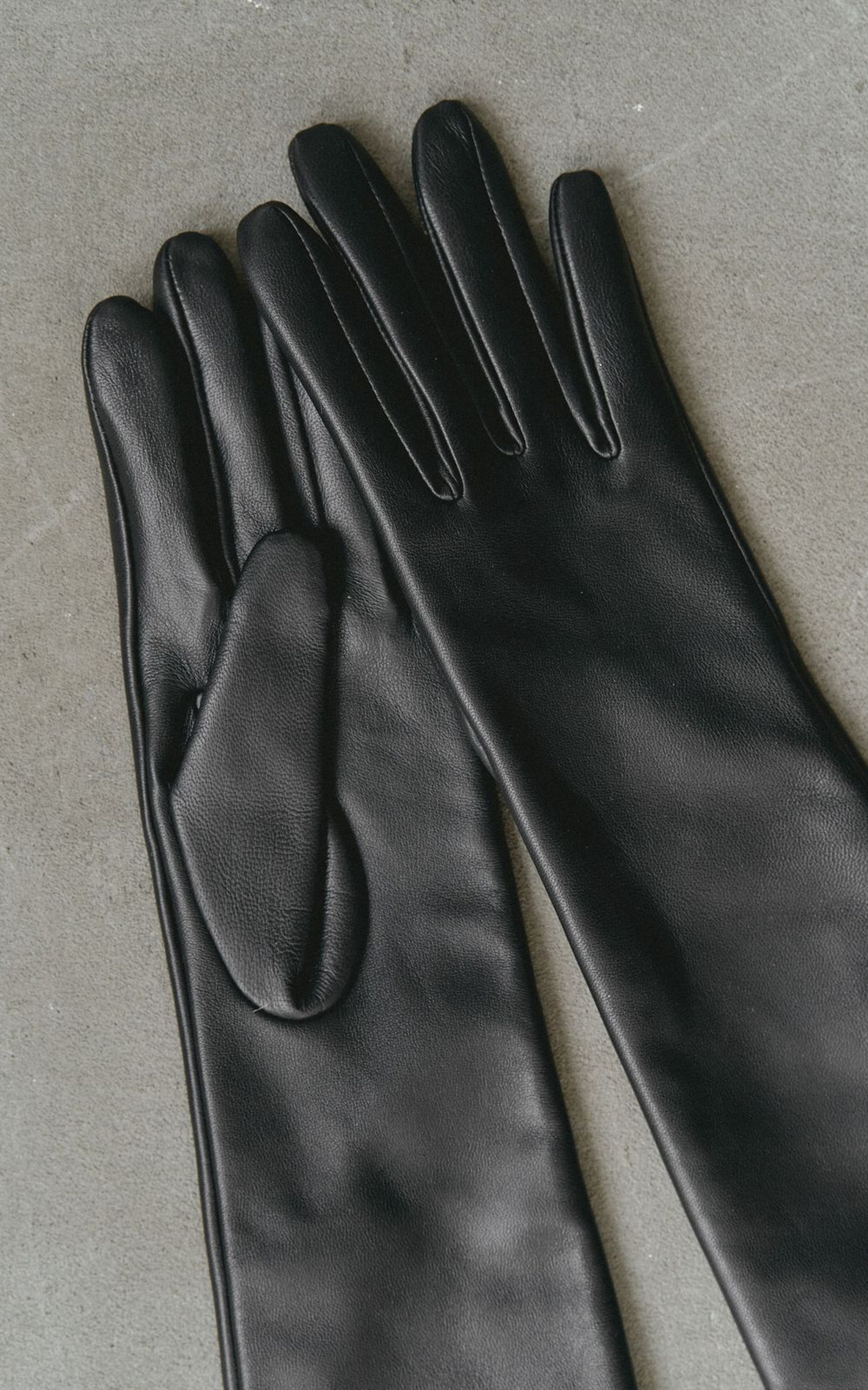 Długie skórzane rękawiczki