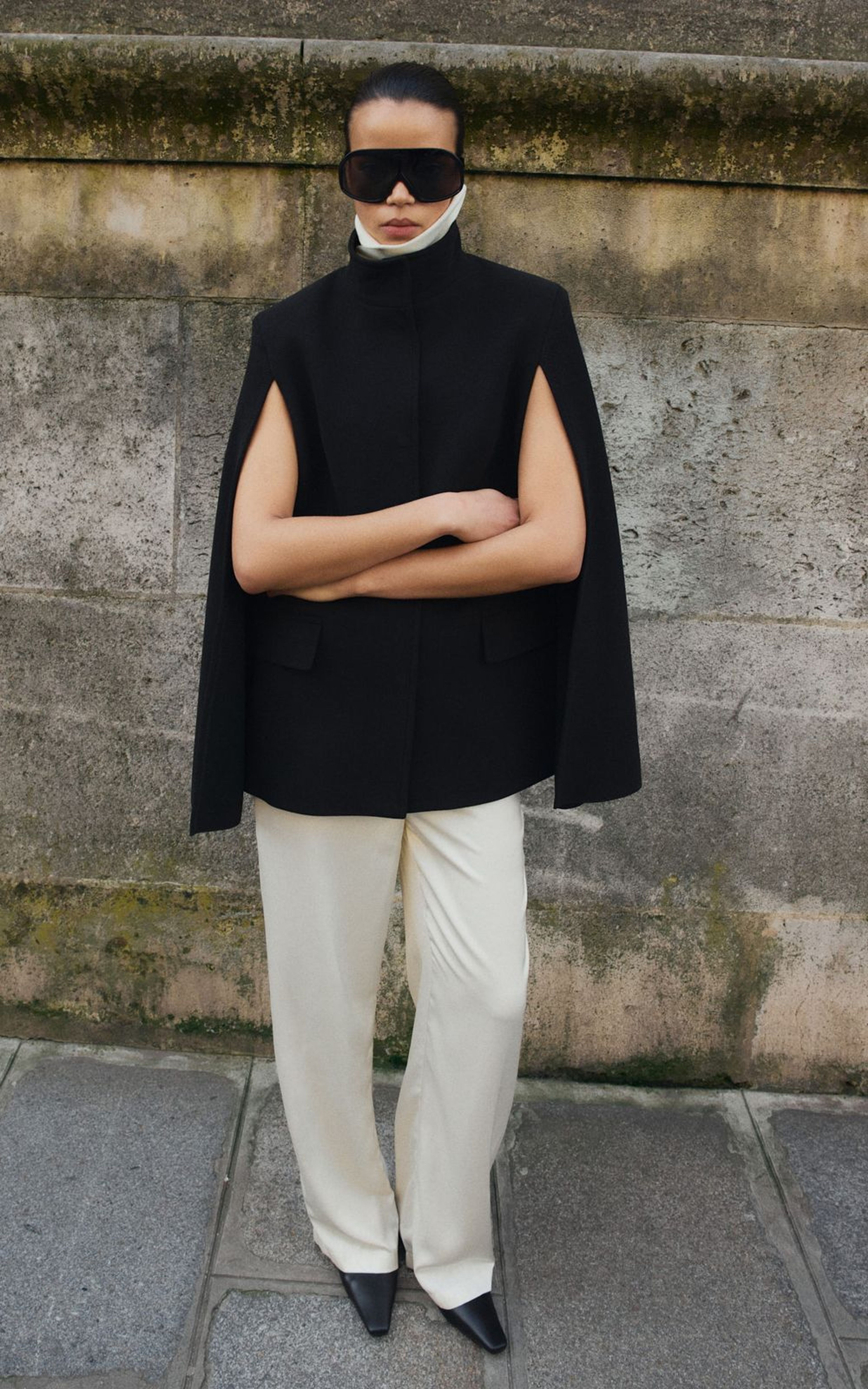 Cropped Wool Cape Coat SOLA