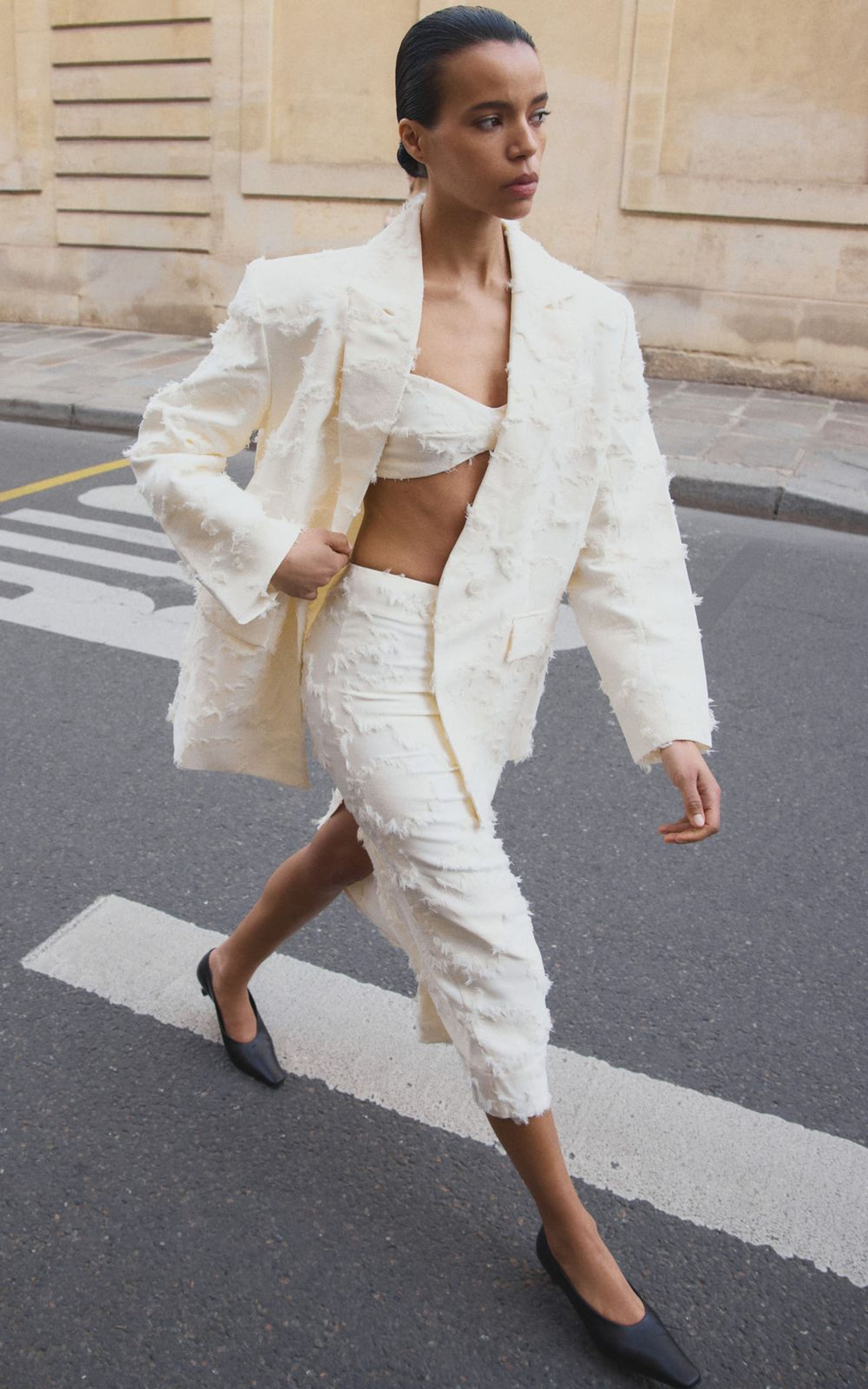 Спідниця міді JACQUELINE з фактурної тканини