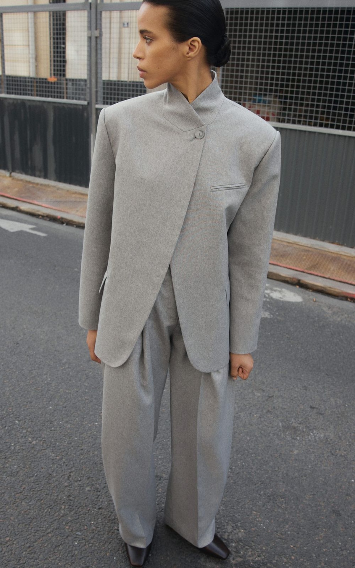 Wide-Leg Pants with Structural Pleats