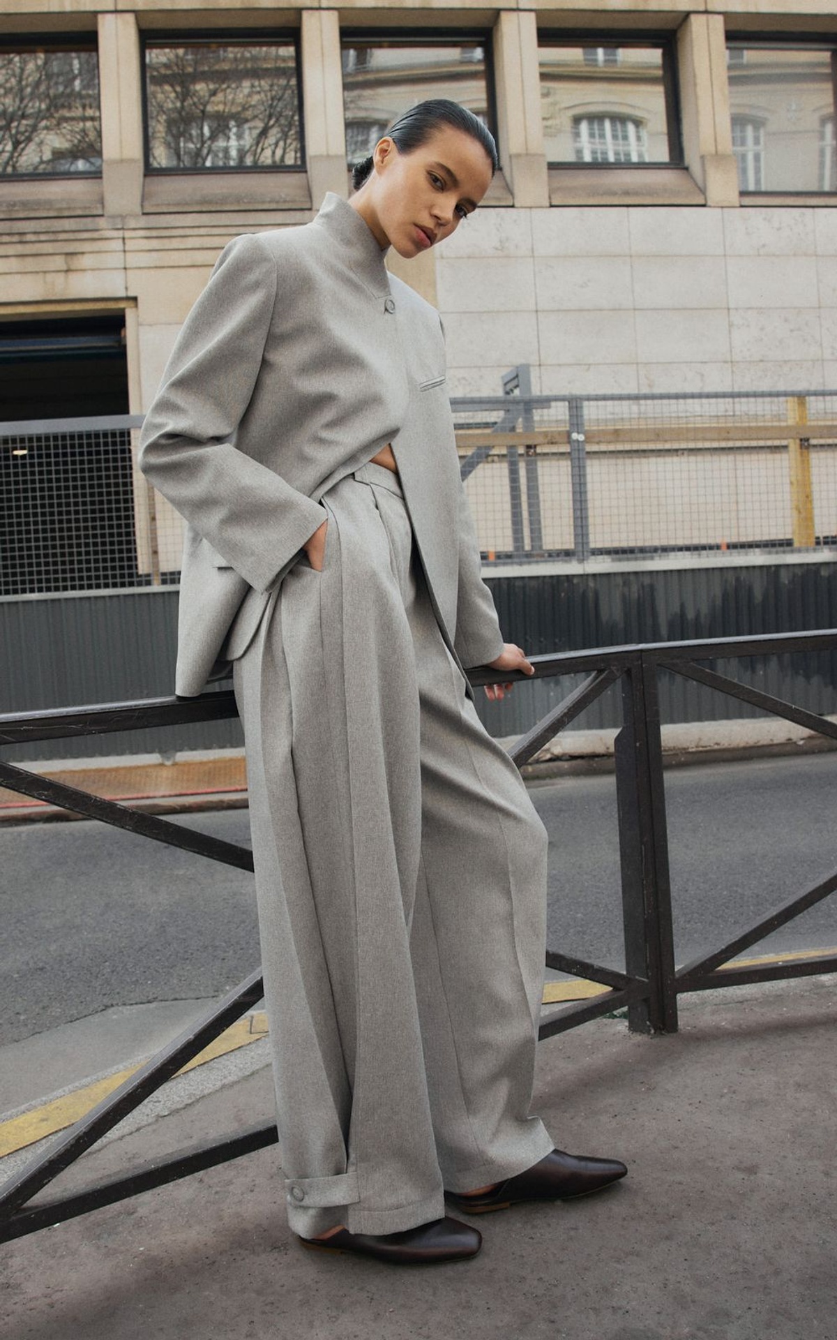 Wide-Leg Pants with Structural Pleats