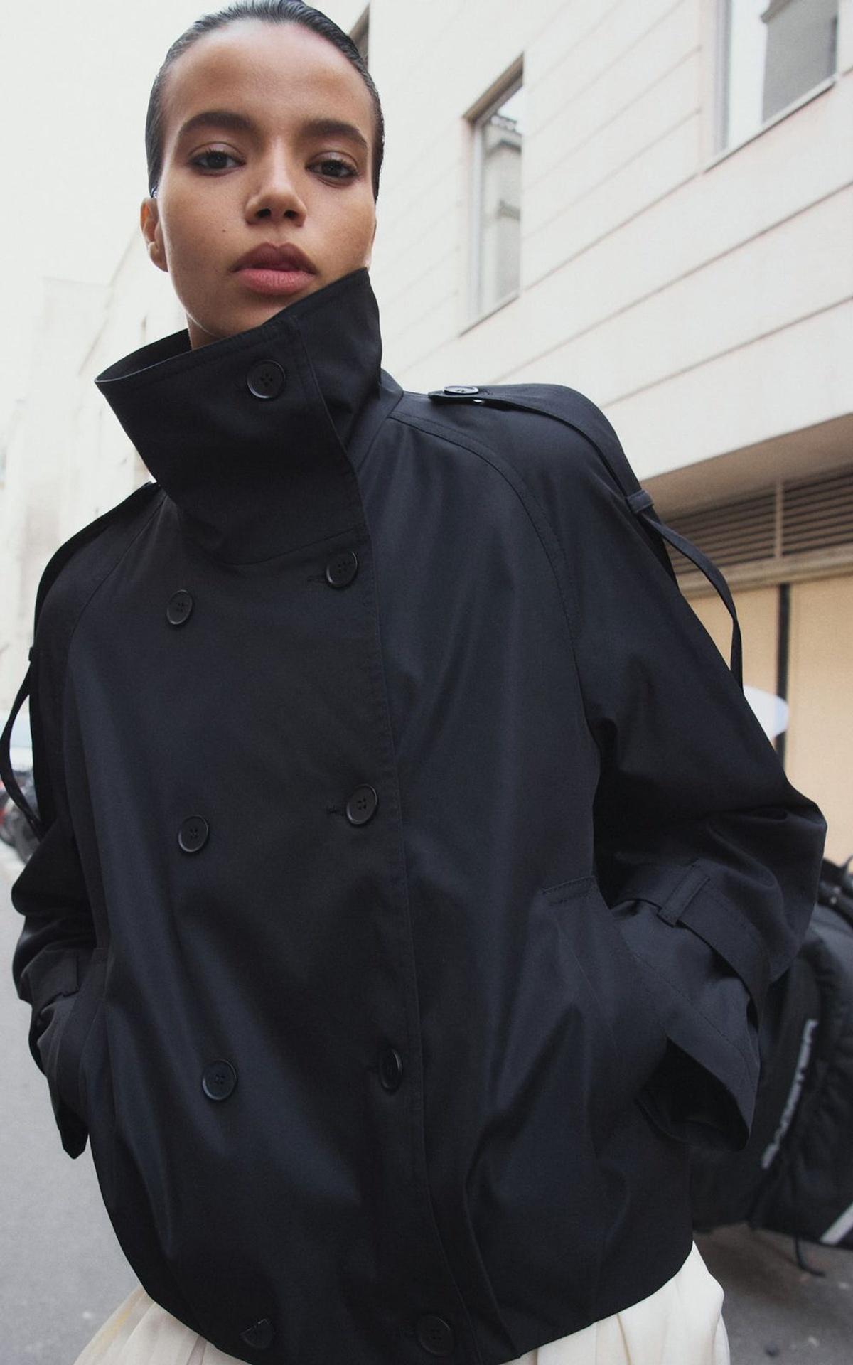 Cropped Trench with Stand Collar