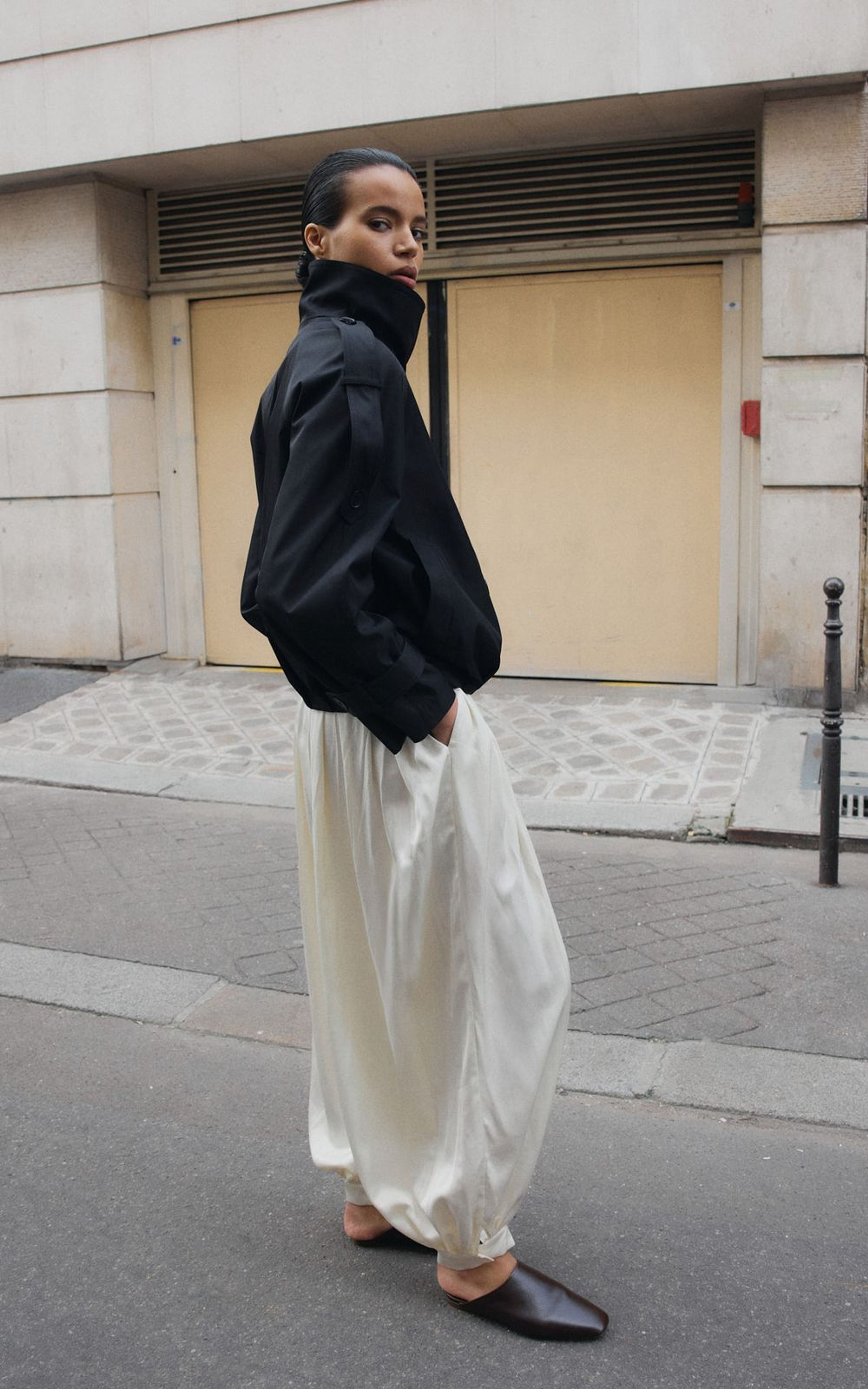 Штани-аладіни сатинові з ефектом плісе