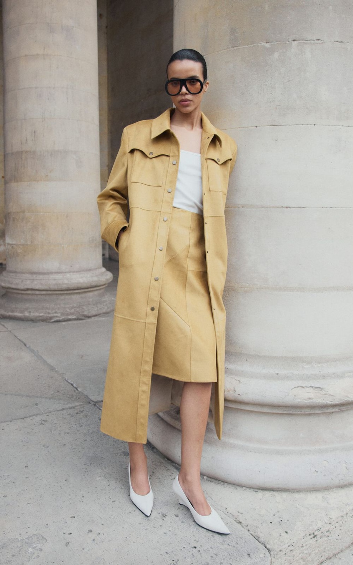 Спідниця міді з преміум екозамші