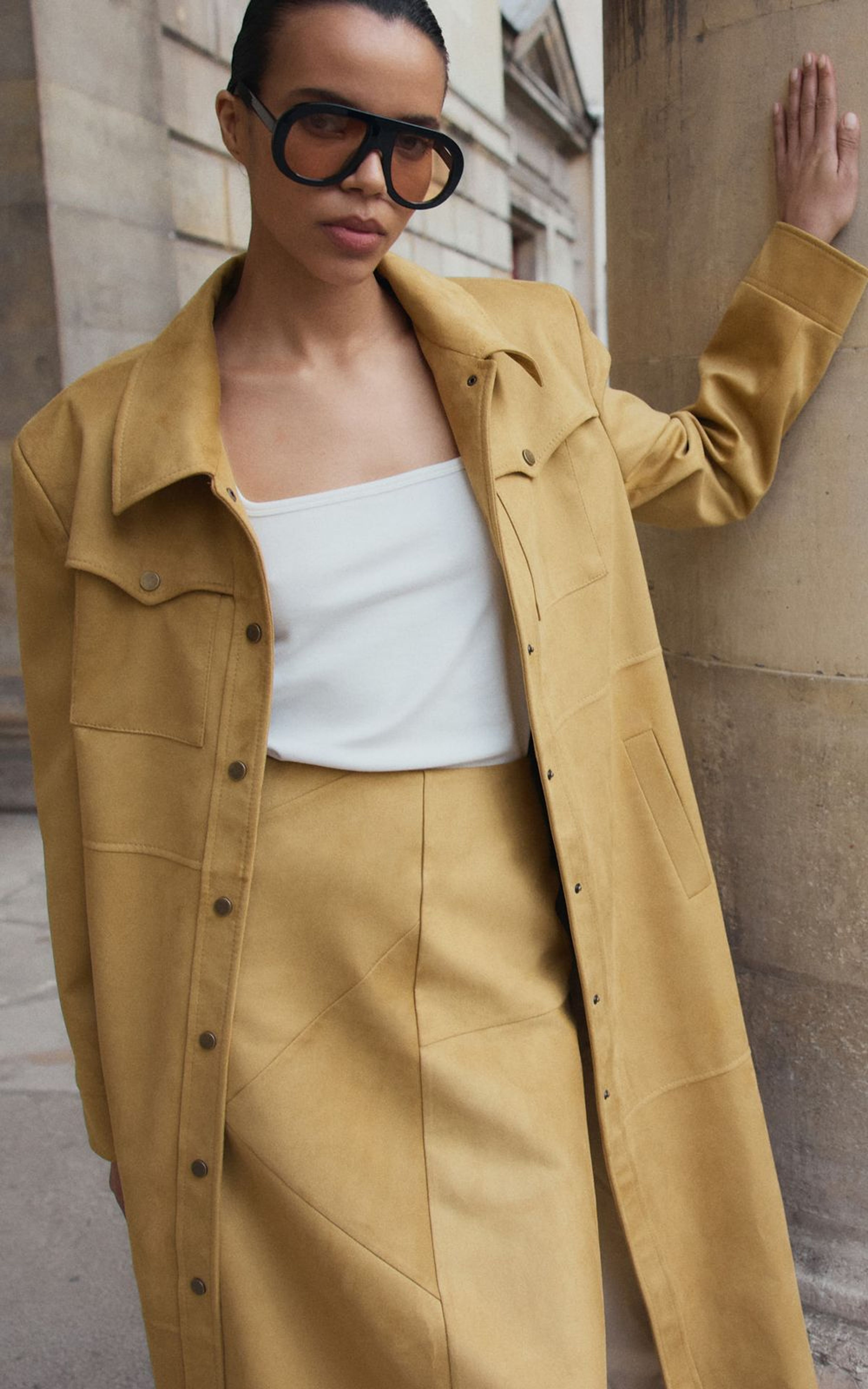 Premium Faux Suede Longline Shirt