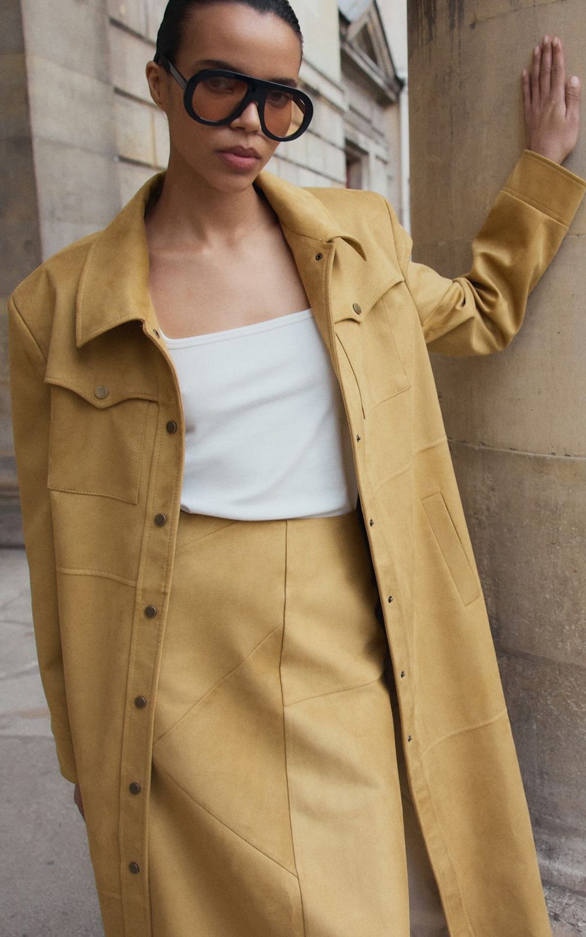 Спідниця міді з преміум екозамші