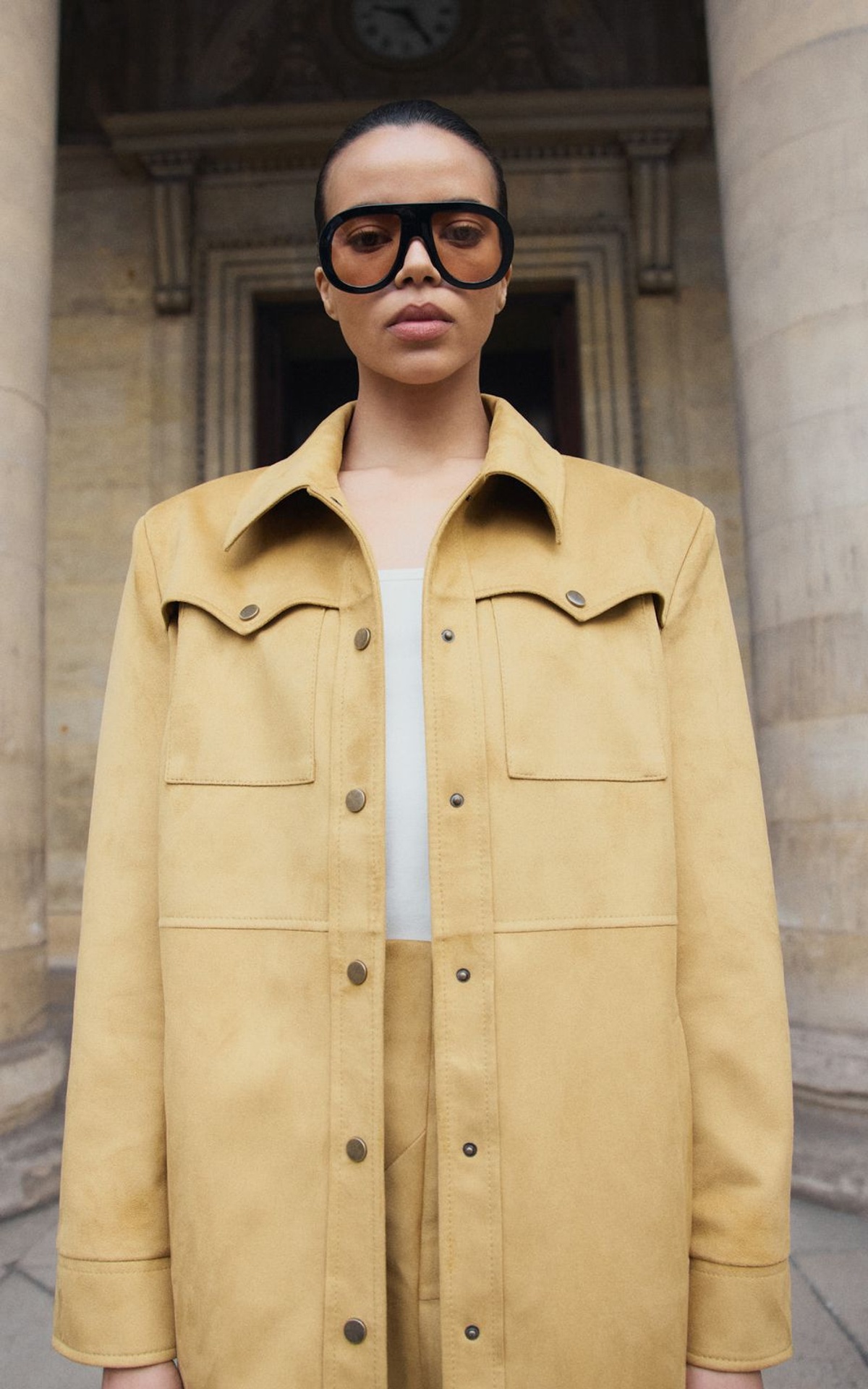 Premium Faux Suede Longline Shirt