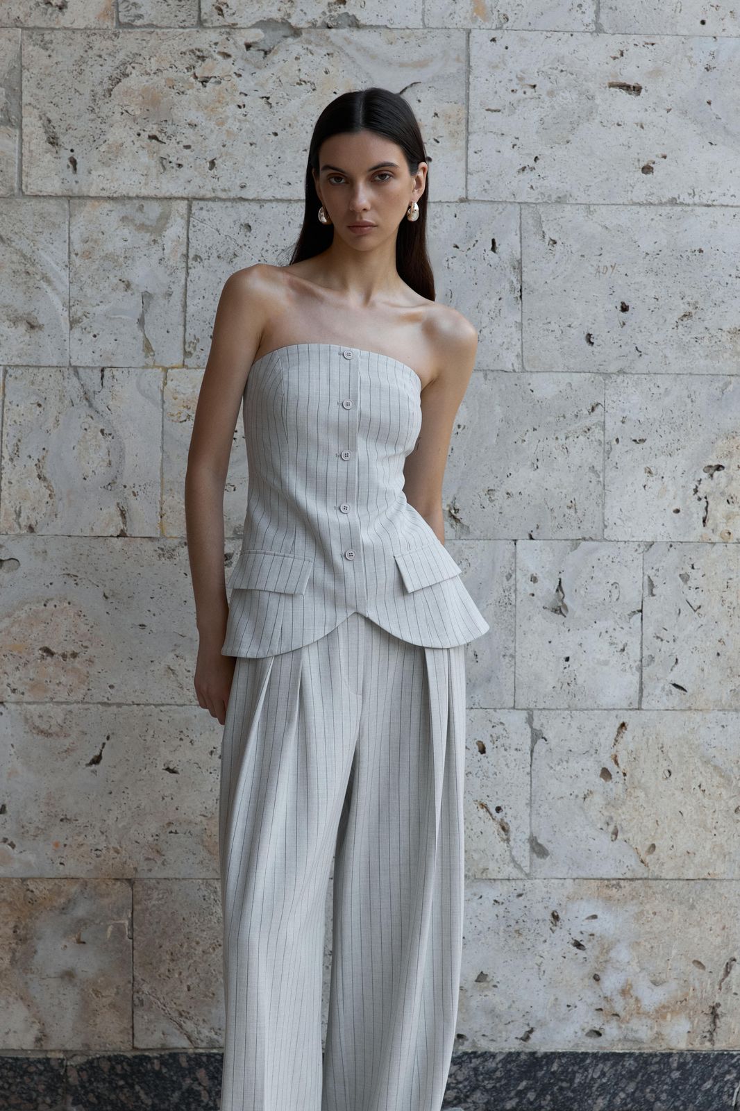 Strapless Striped Bustier Vest - Grey | COOSH