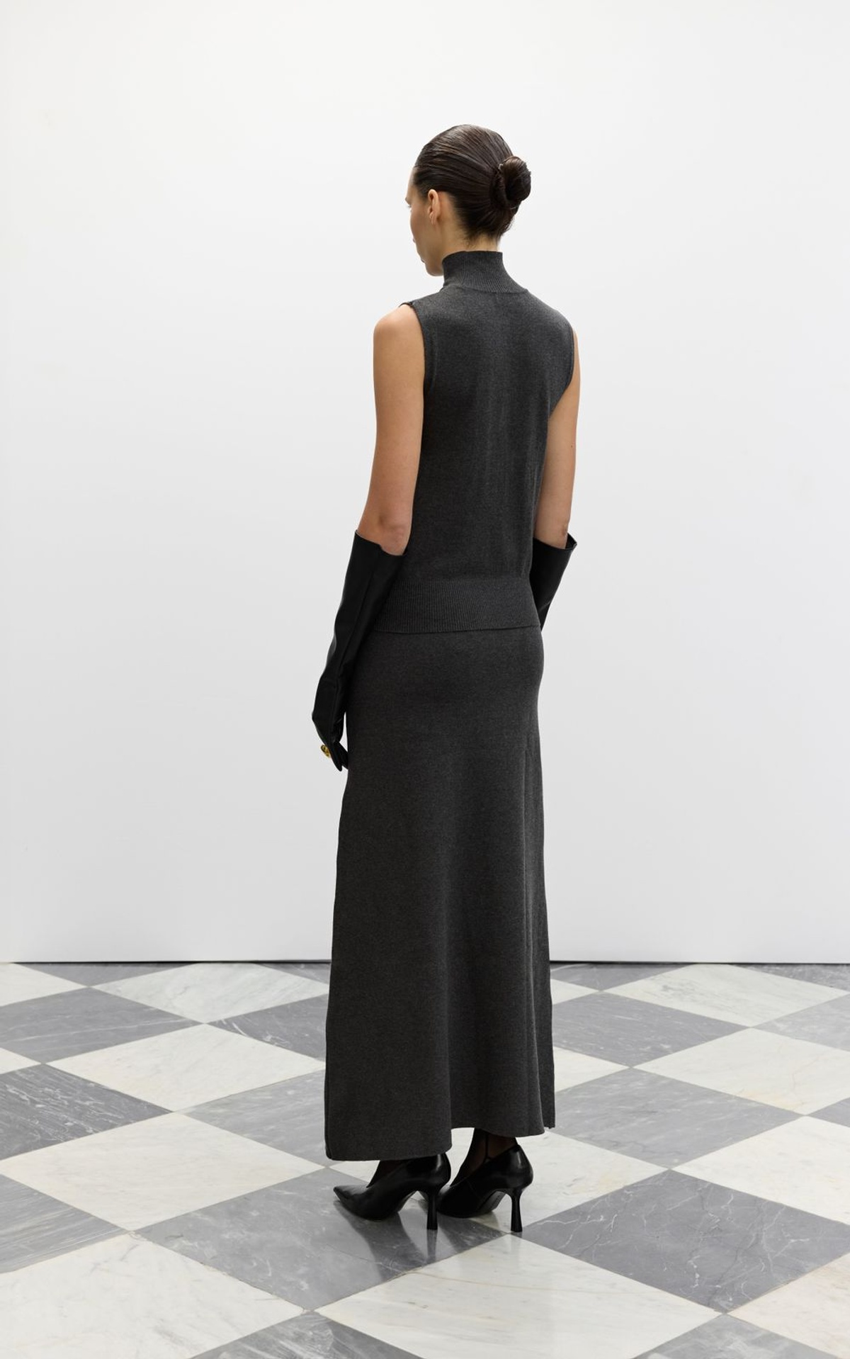 Knitted Top with a Stand-Up Collar