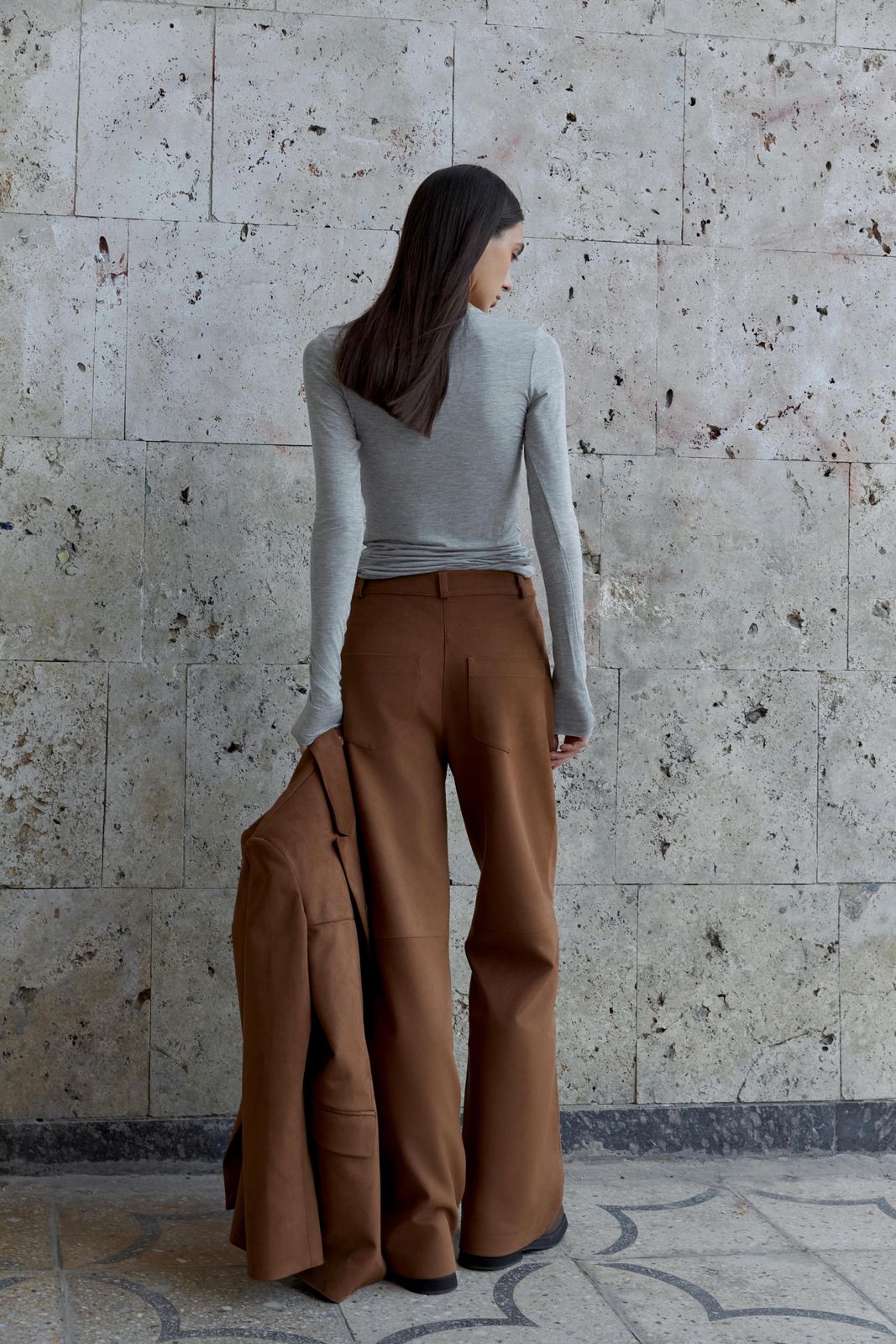 Premium Faux Suede Straight Cut Pants - Camel | COOSH