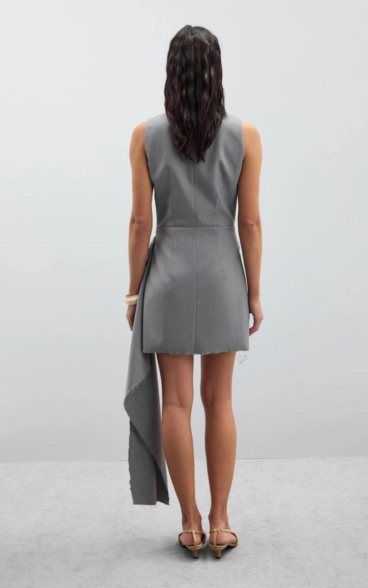 GABI Mini Dress with Unfinished Hem and Train