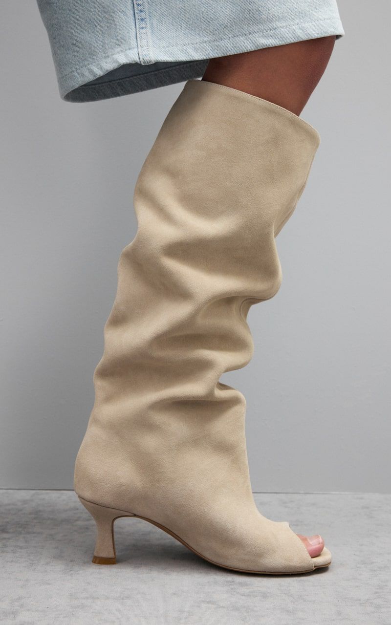 OMame★  Zamszowe kozaki na obcasie Kolor warm olive - RESERVED - 095FF-19X