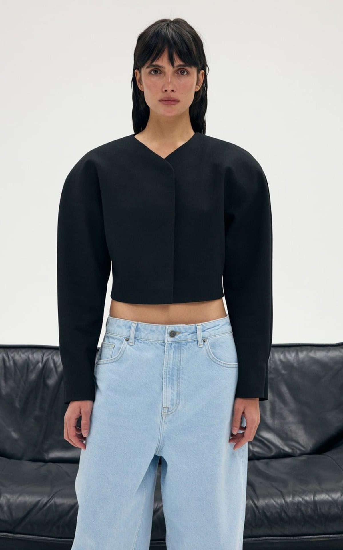 MUSE Cropped Collarless Blazer