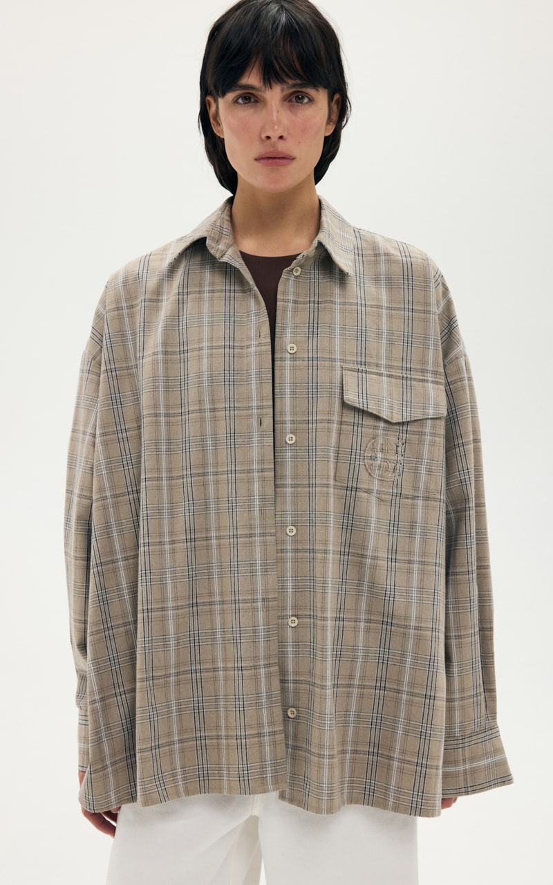 Oversized Checkered Shirt - Beige | COOSH