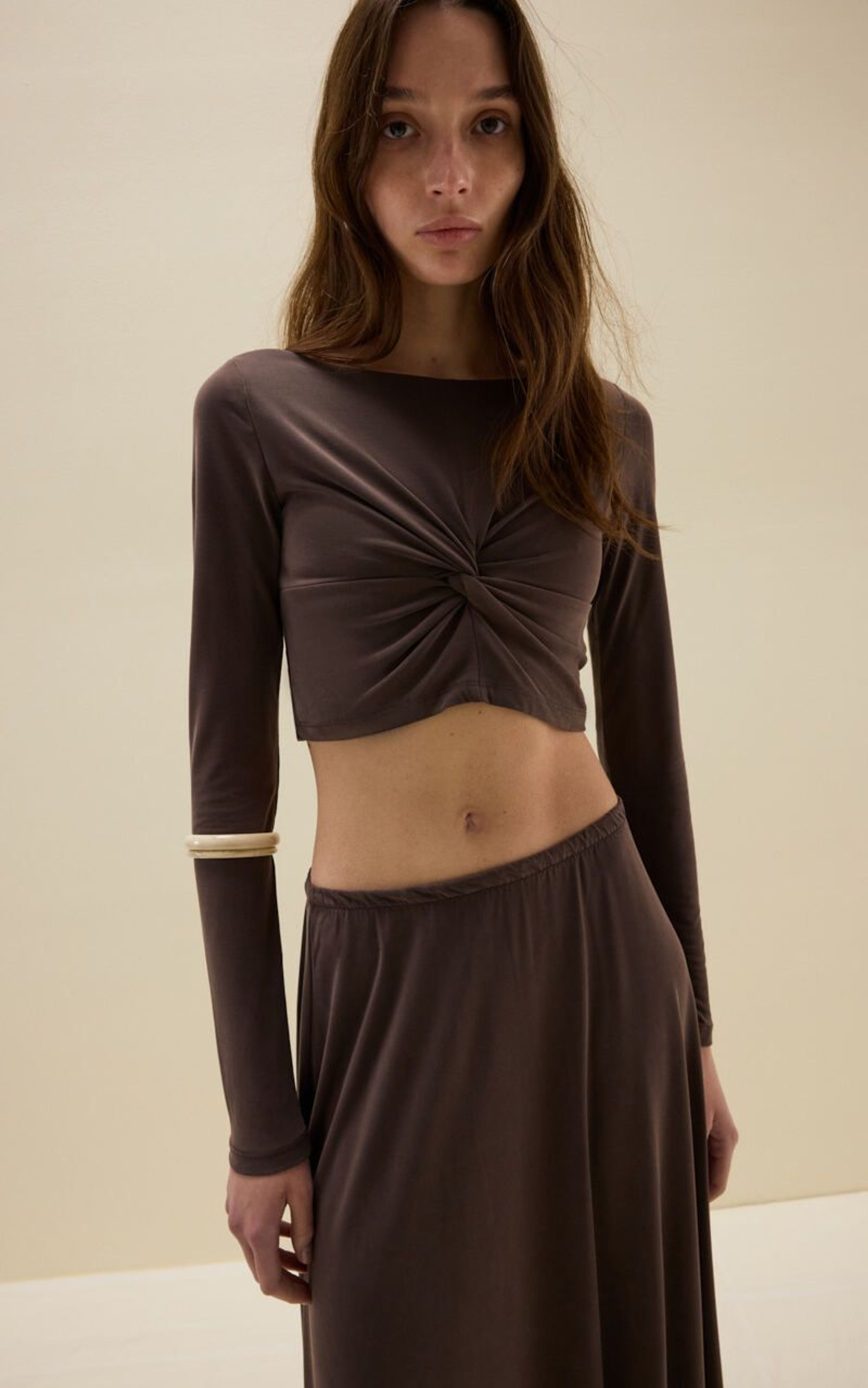 Crop Top z Długim Rękawem z Modalu