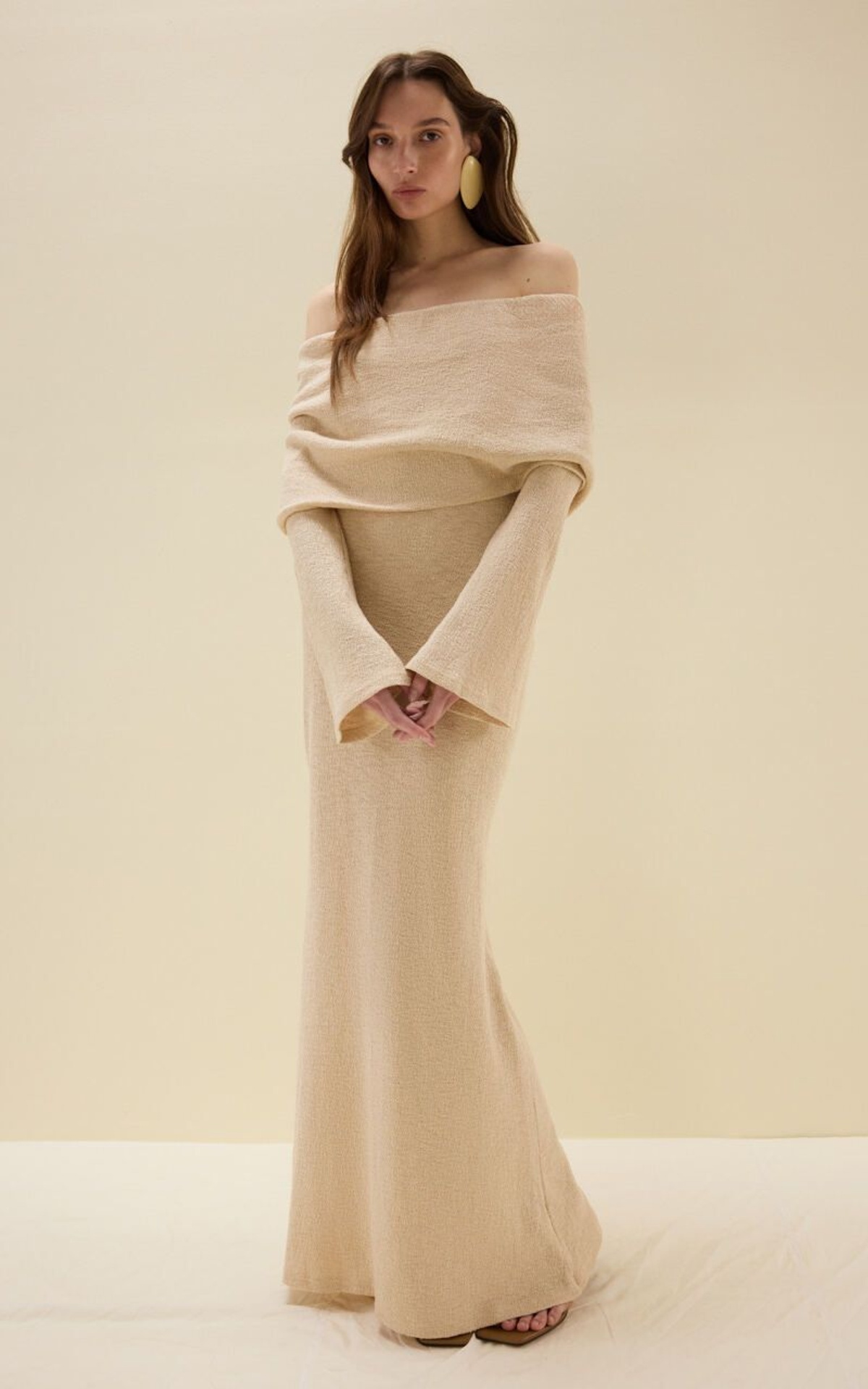 JOSEPHINE Premium Boucle Turn-Down Maxi Dress