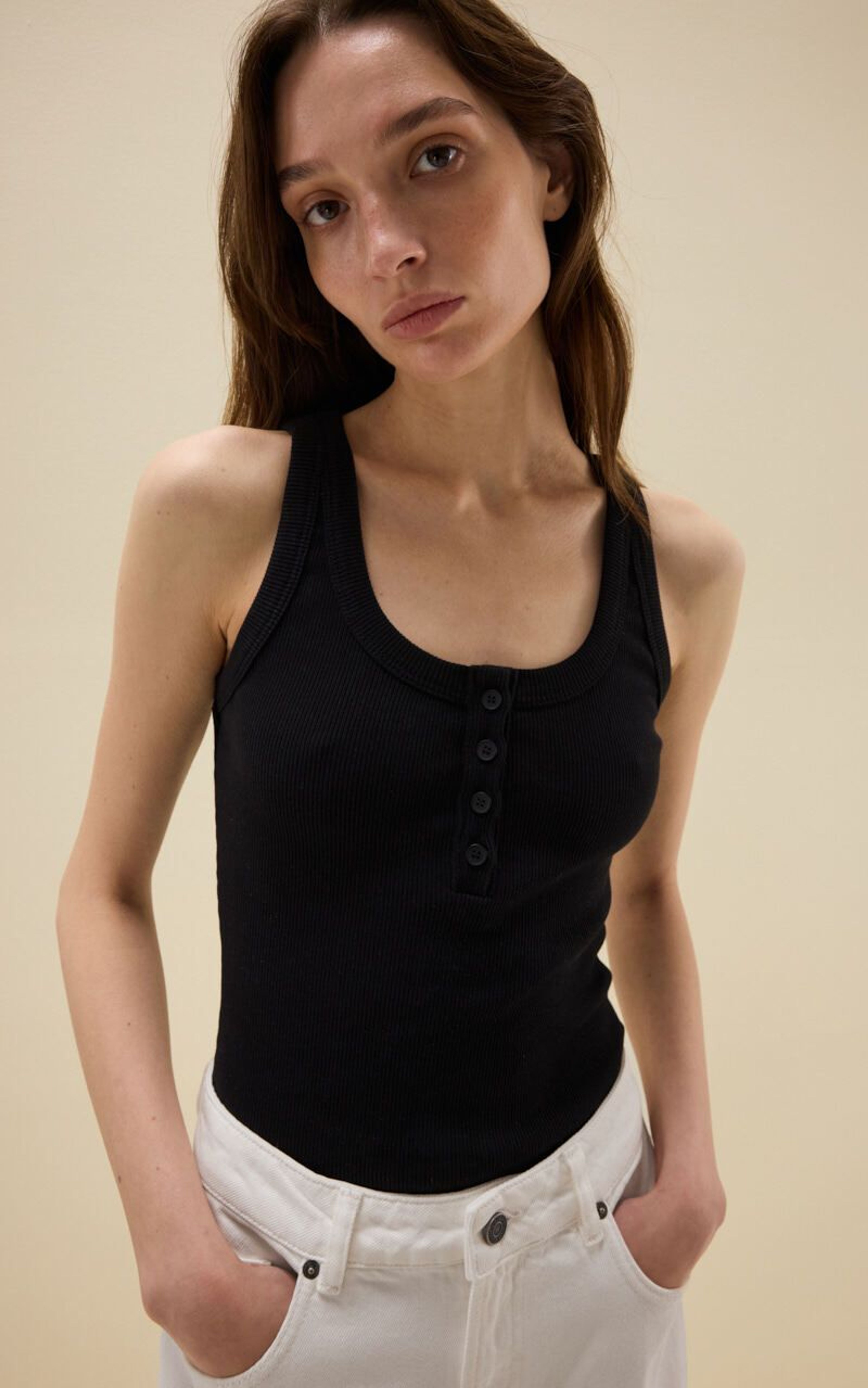 Майка в рубчик із ґудзиками