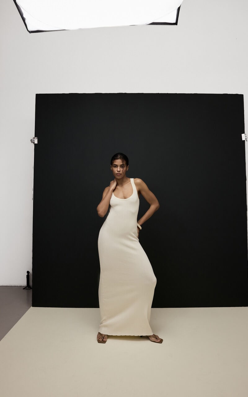 Viscose Knitted Maxi Dress - Milky | COOSH Viscose Knitted Maxi Dress - Milky | COOSH