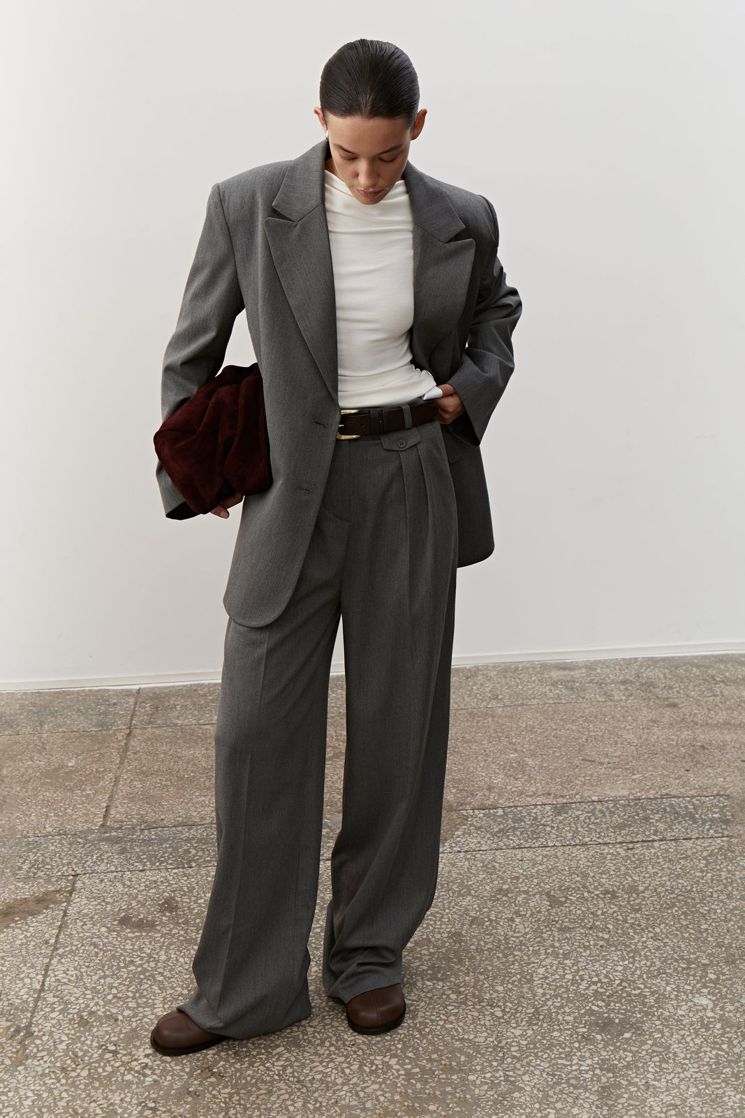 Palazzo Pants with Side Clasp - Graphite | COOSH