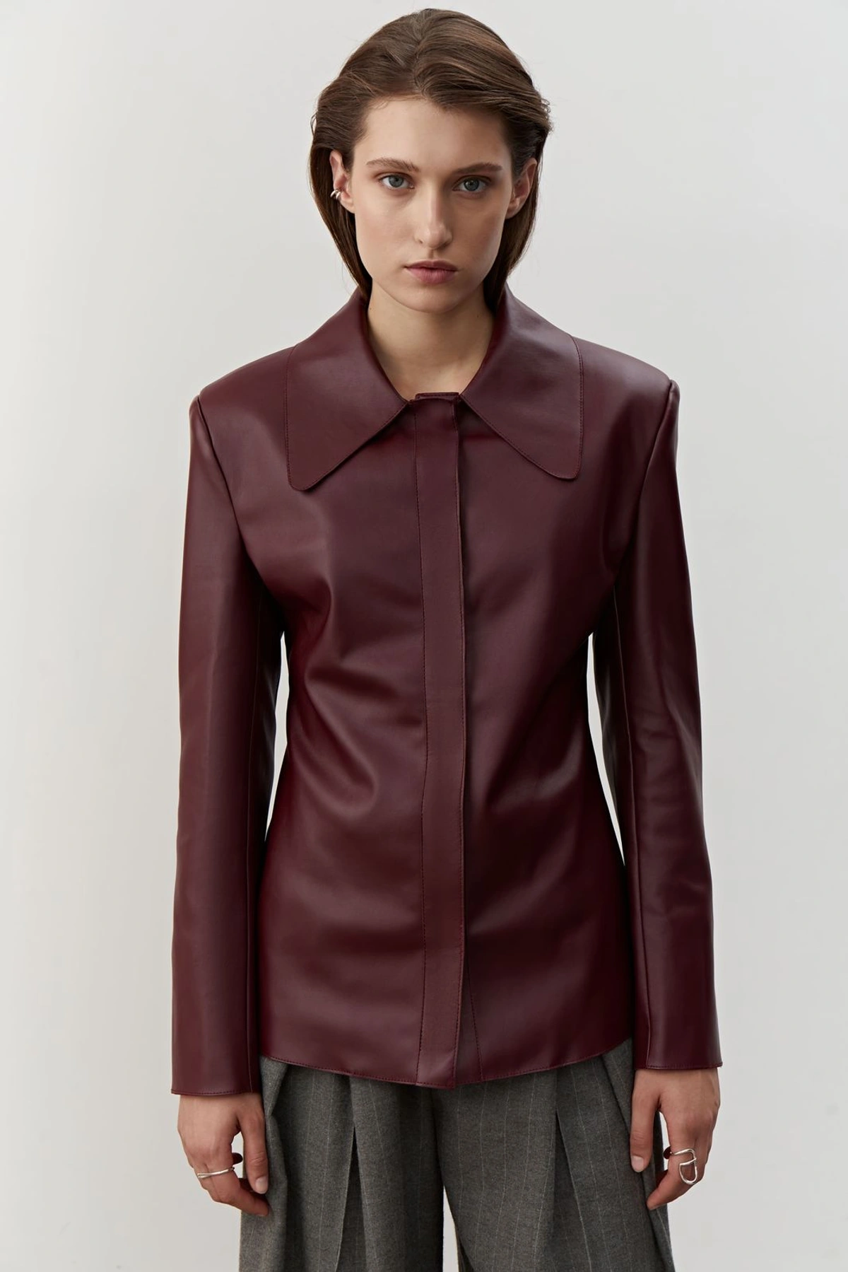 Silhouette Shirt SAGE in Smooth Leather