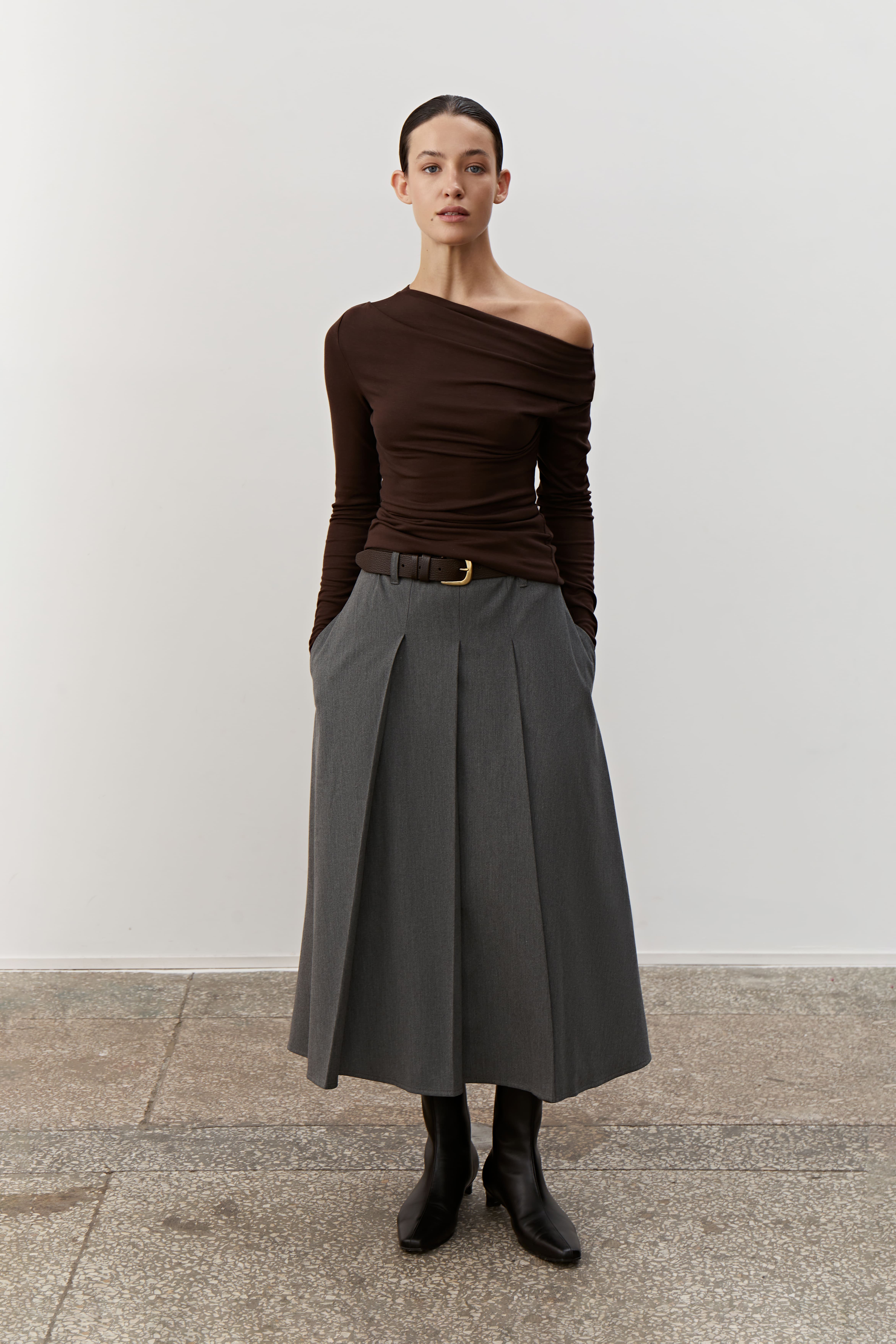 （ブランドロゴ）の人気ランキング Skirt Midi Wool NEW COOSH | Grey - LOOK スカート