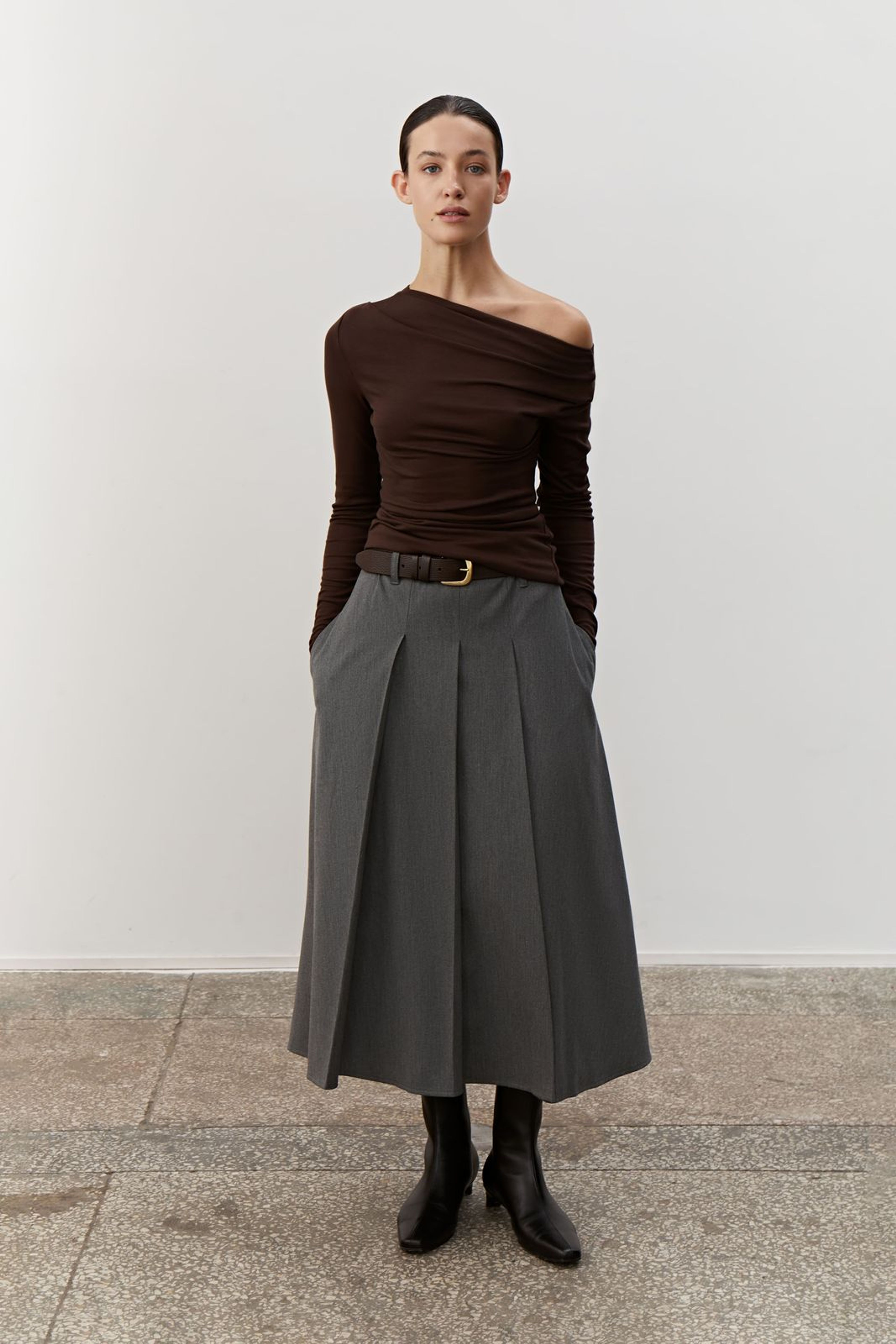 Pleated Midi Skirt