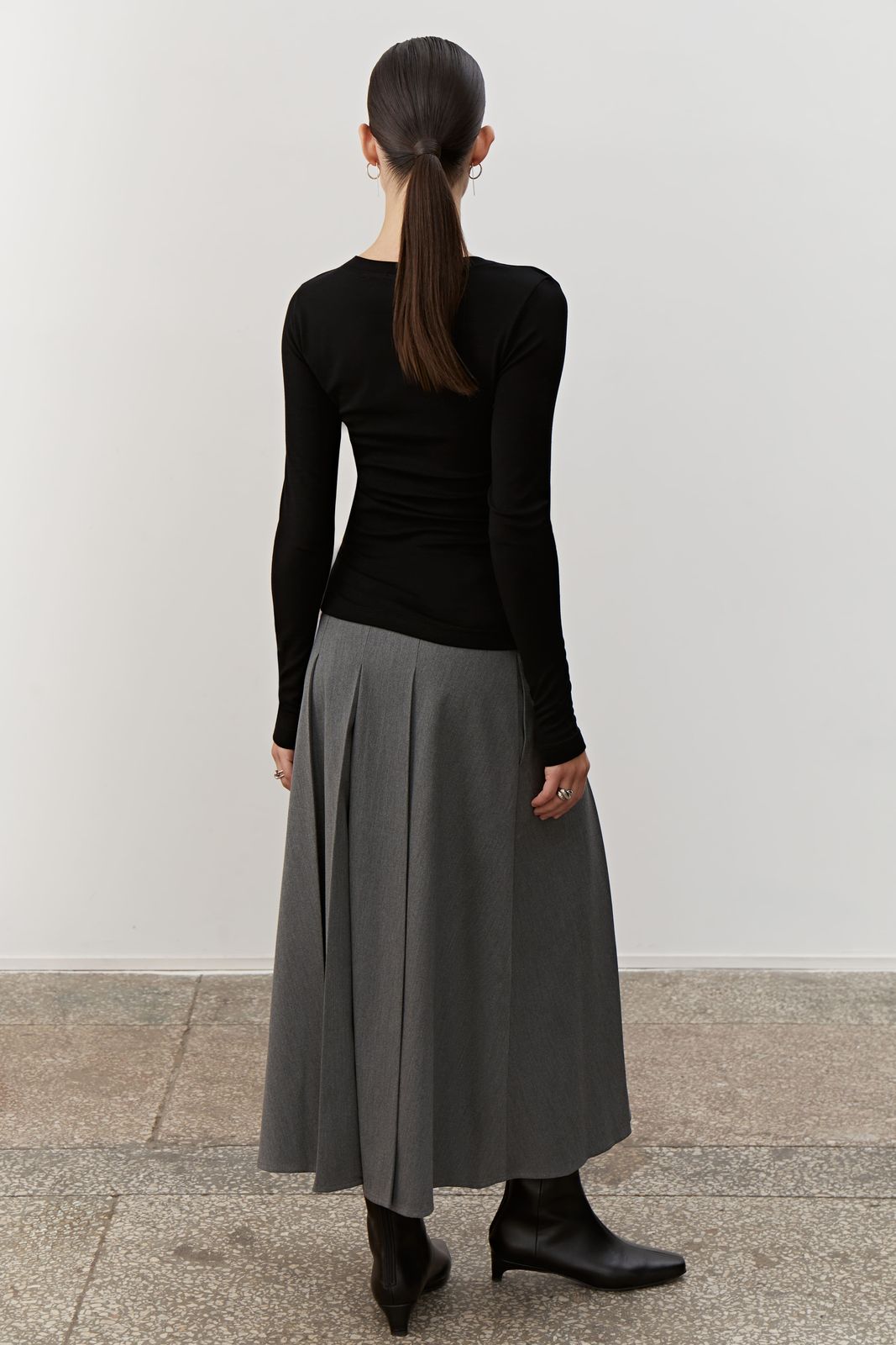 Pleated Midi Skirt - Graphite | COOSH