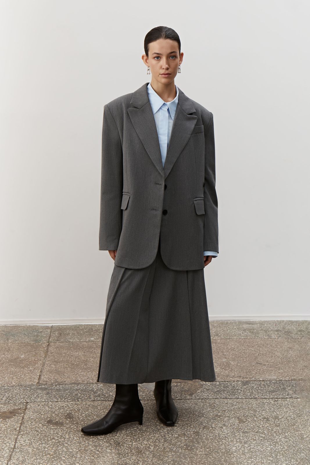 【Raucohouse】Grace pleated midi skirt Belted pleated denim midi skirt - Raucohouse | 60% - Asian