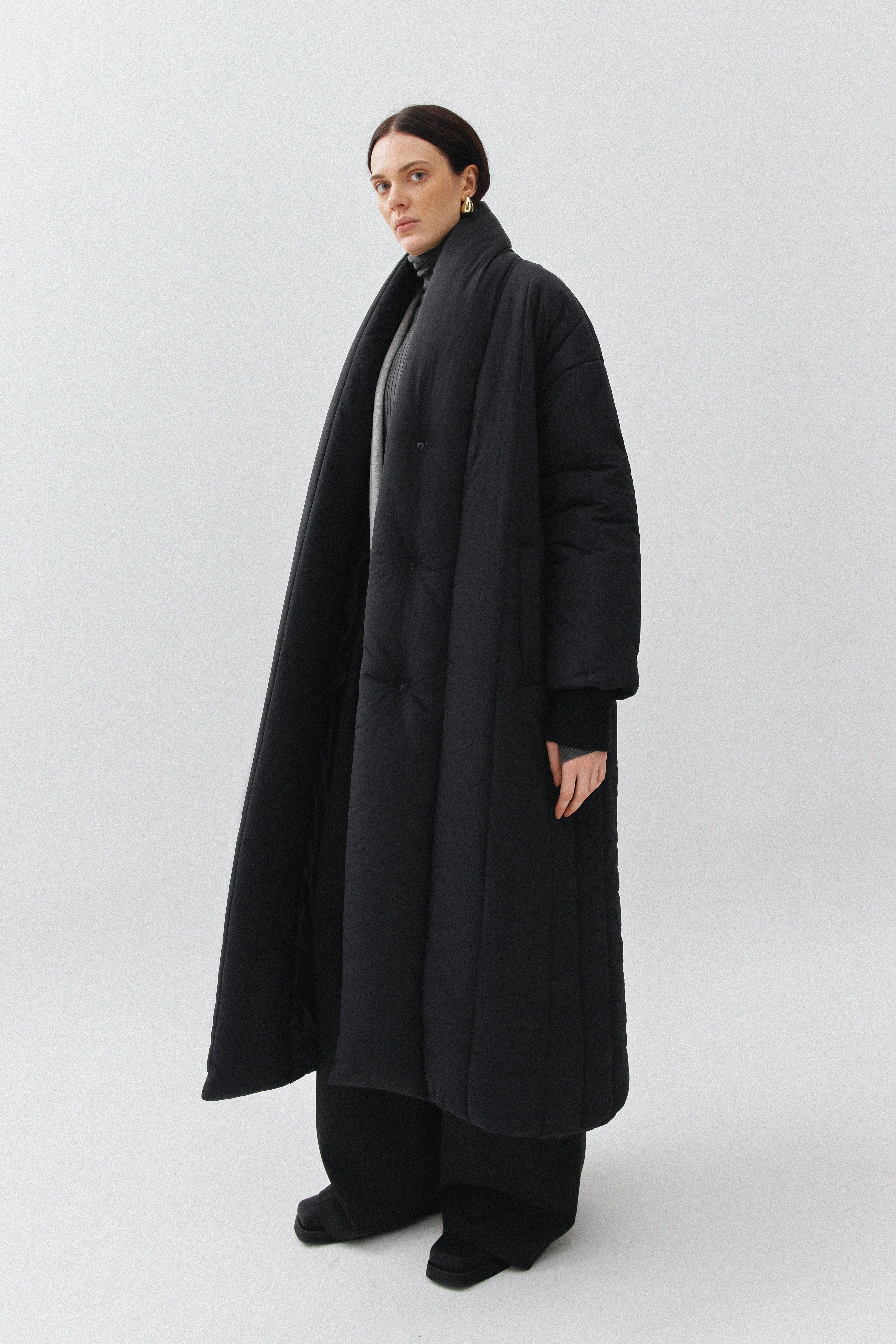 Kimono Puffer Jacket - Black | COOSH