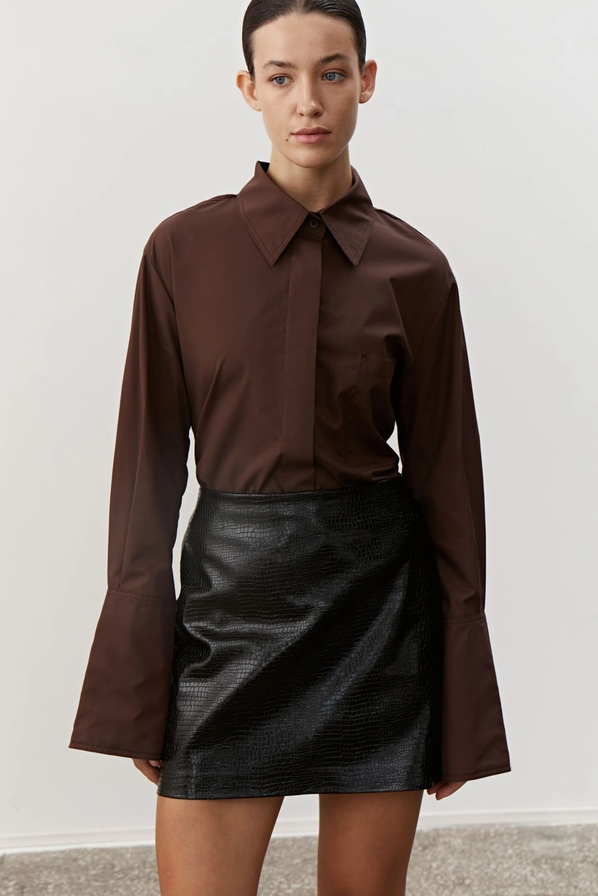 Fitted Shirt with Decorative Tie Belt