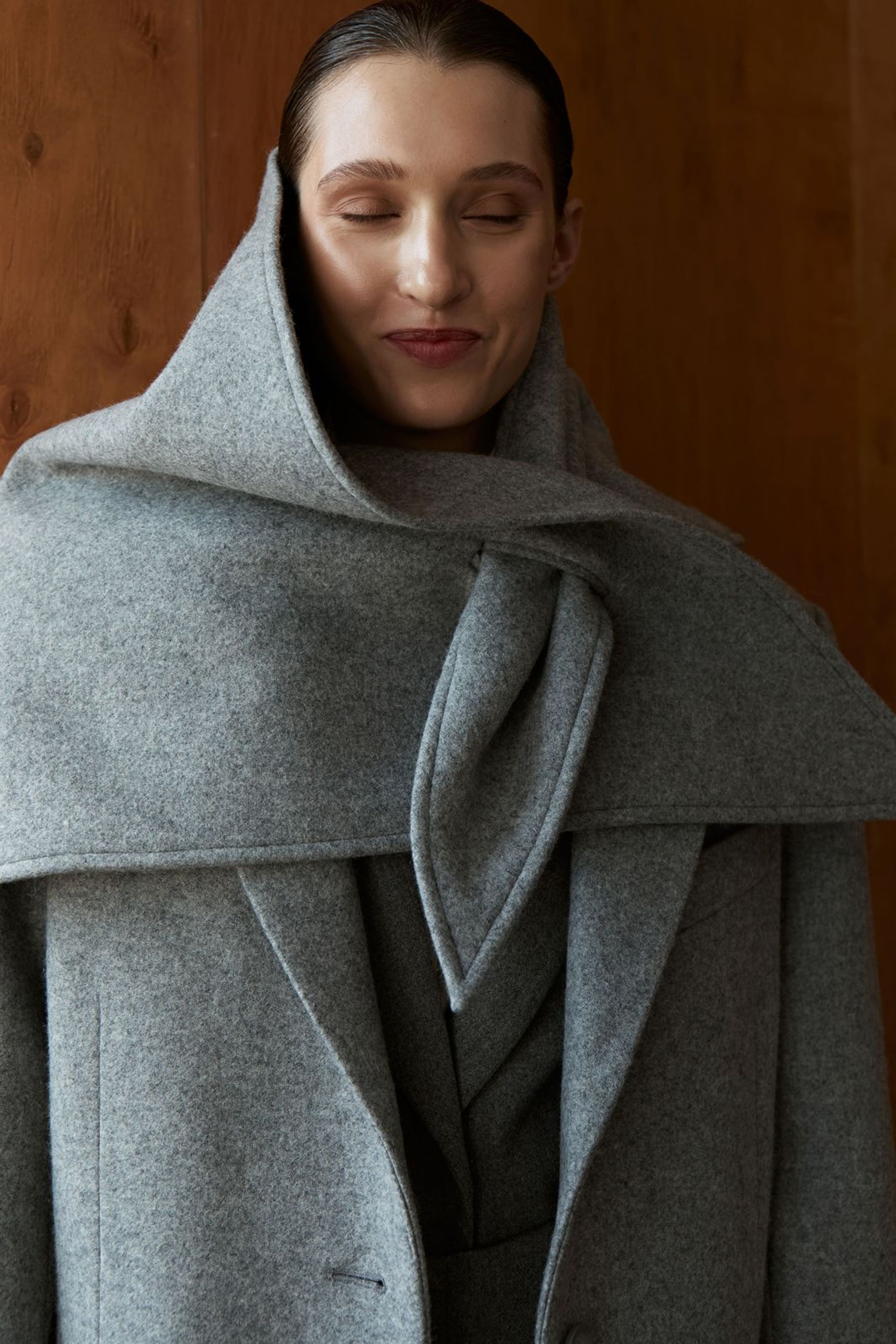 Single Breasted Oversized Coat - Grey main image 0