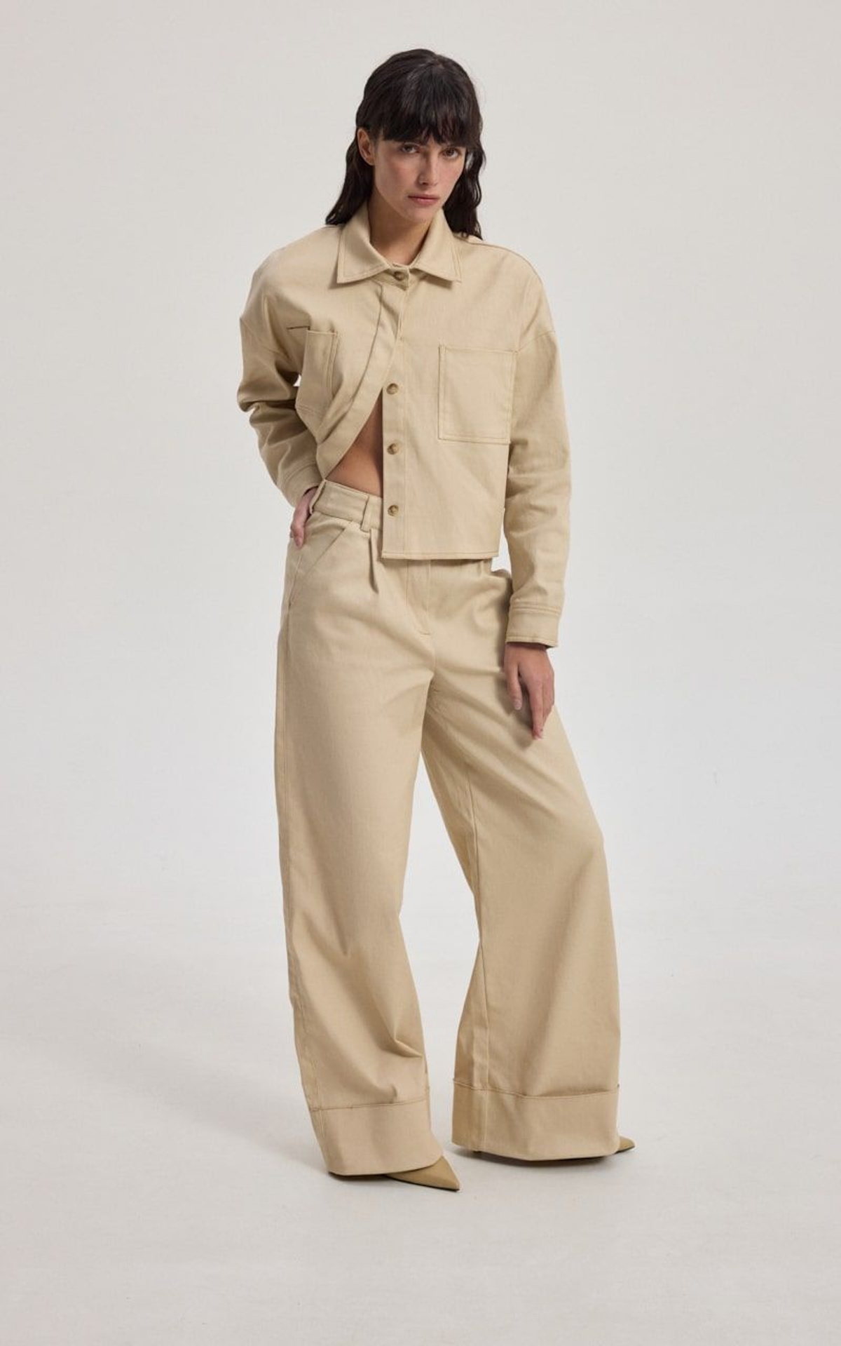 Cropped Jacket with Chest Pockets