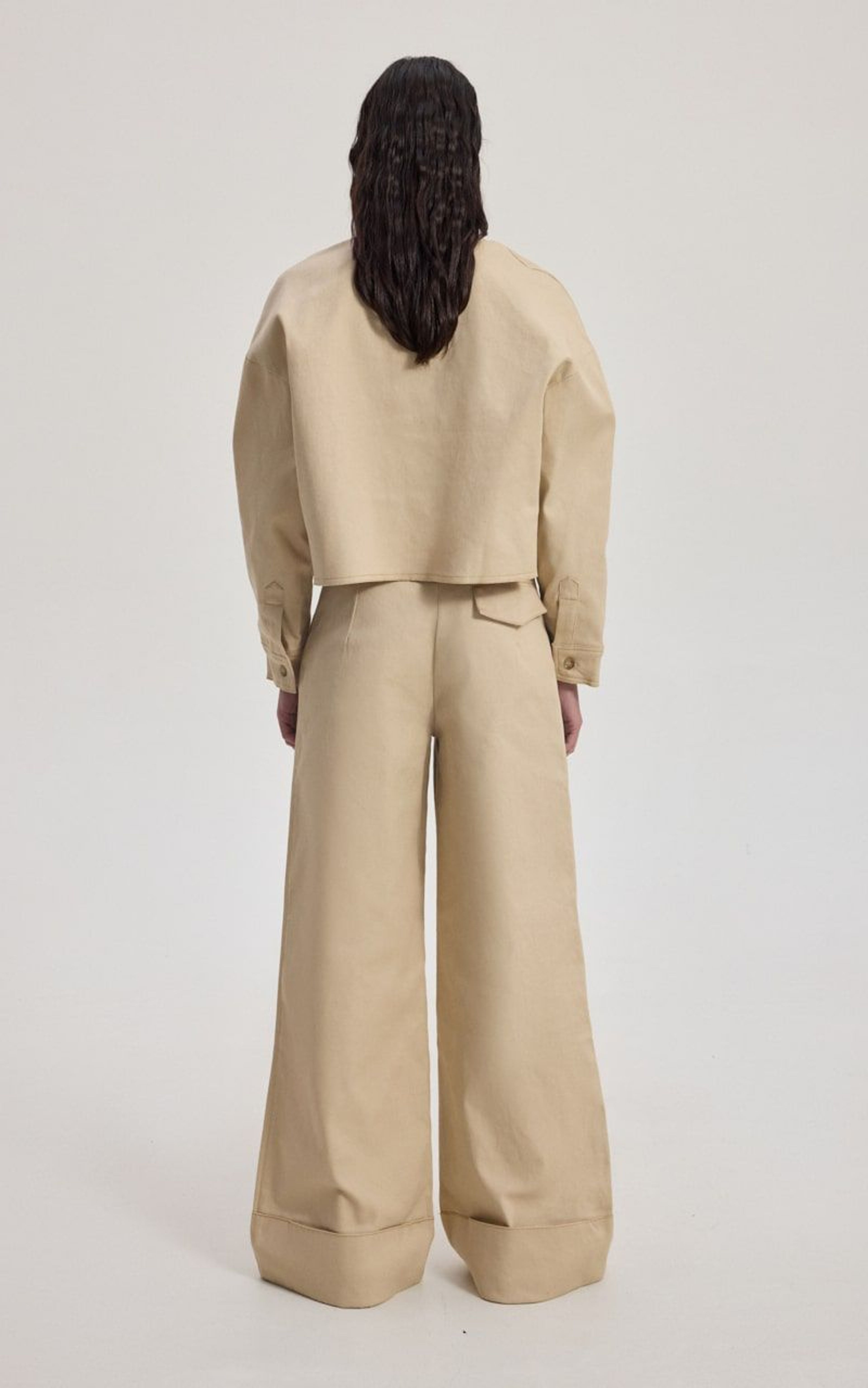 Cotton WIDE LEG Pants with Cuffs