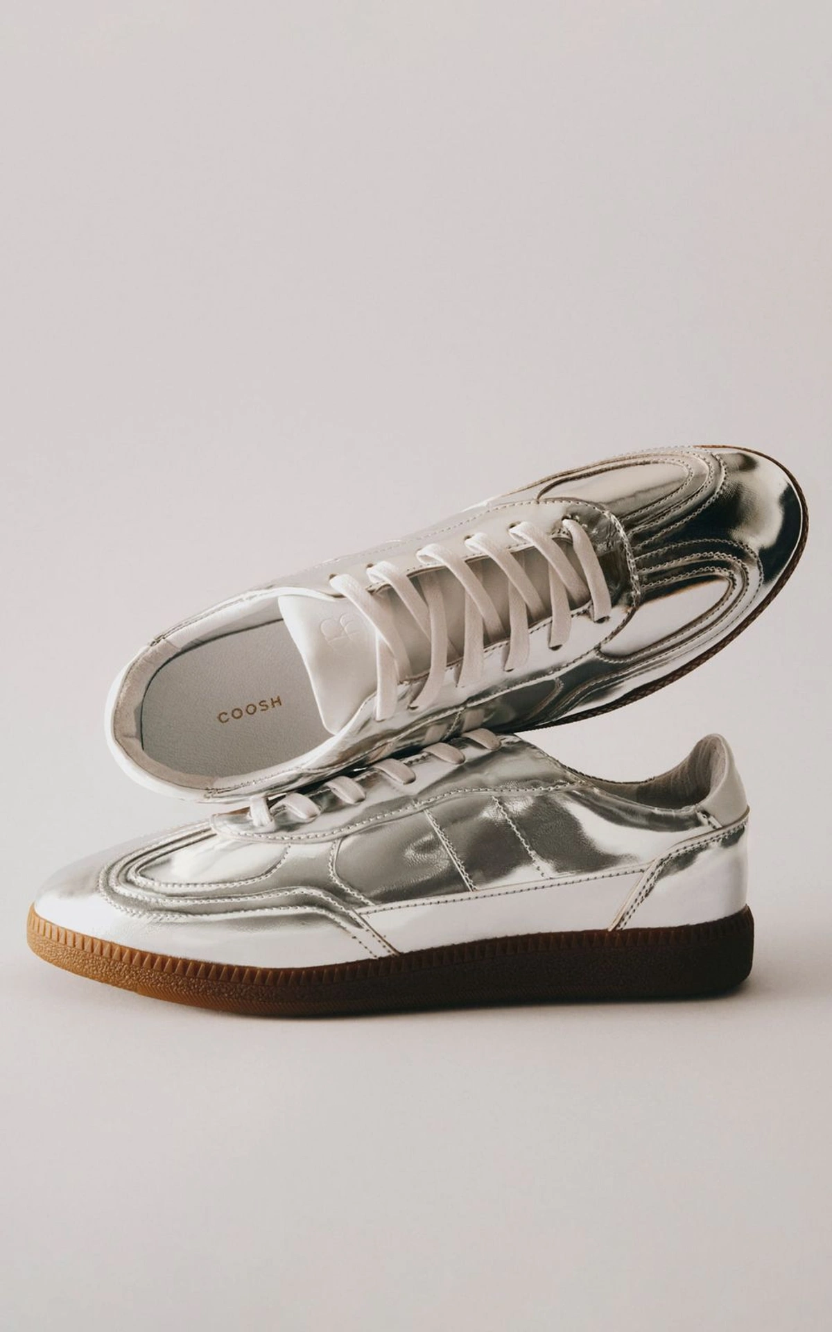 Metalizowane Sneakersy LUNA ze Skóry Naturalnej