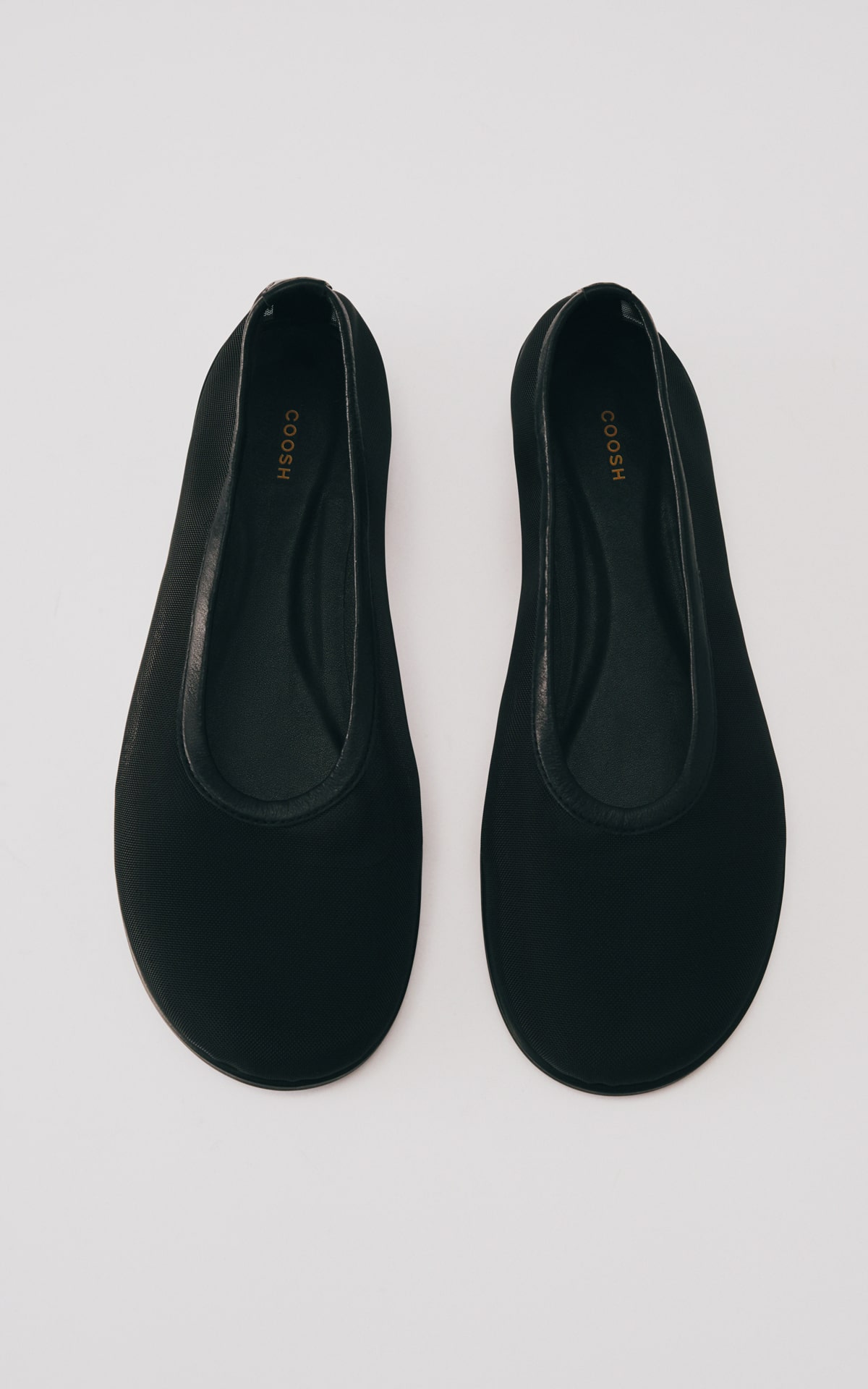 Round Toe Translucent Mesh Ballet Flats - Black | COOSH