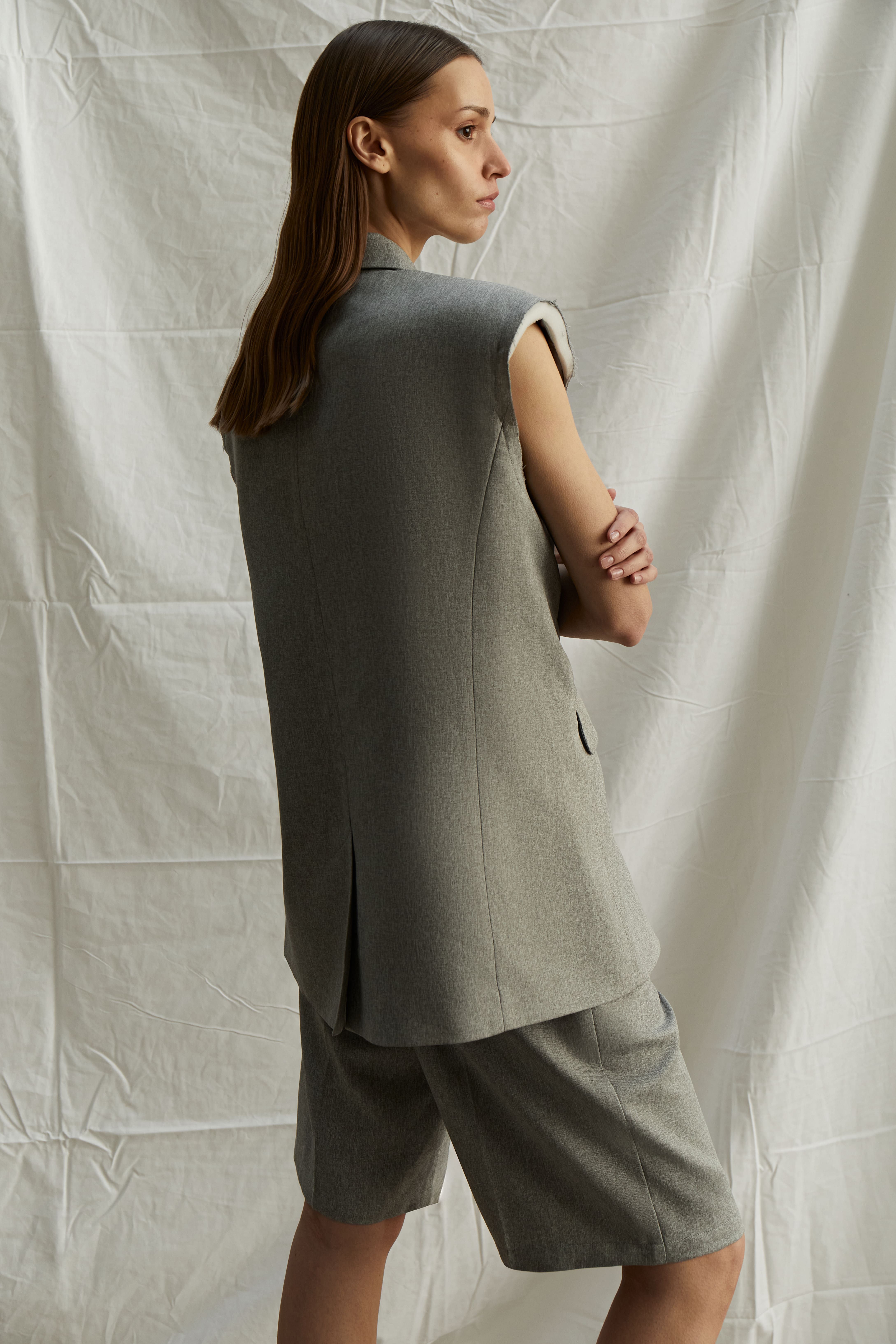 Deconstructed Lengthened Vest - Grey | COOSH