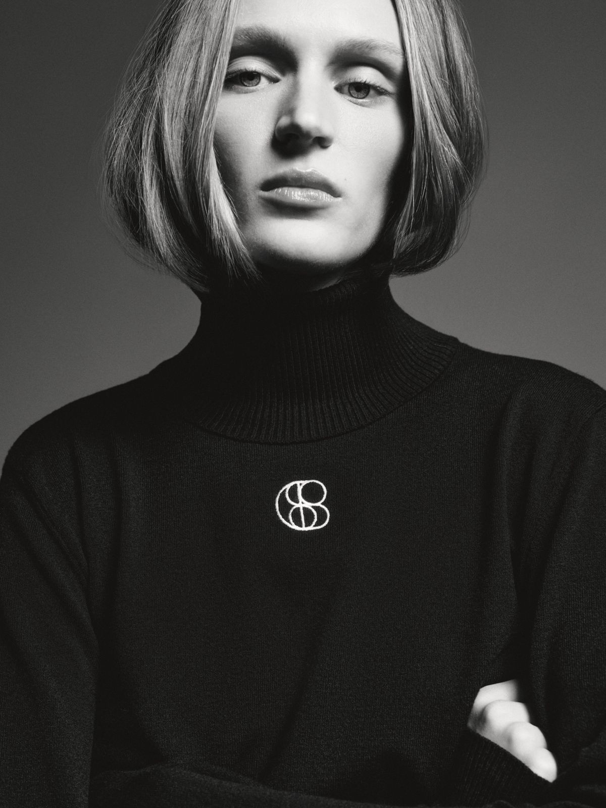 Logo turtleneck sweater in blue - Versace | Mytheresa
